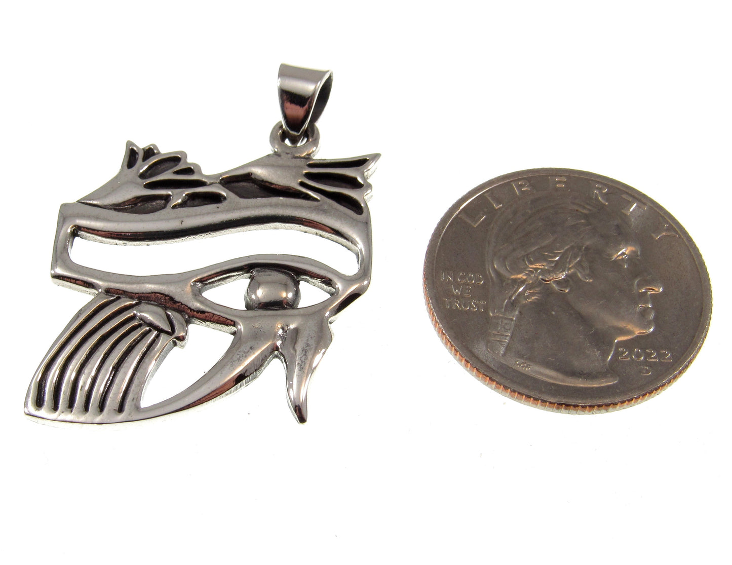 Solid 925 Sterling Silver Egyptian Eye of Horus Pendant, Protection Amulet, New Age Luciferian Third Eye