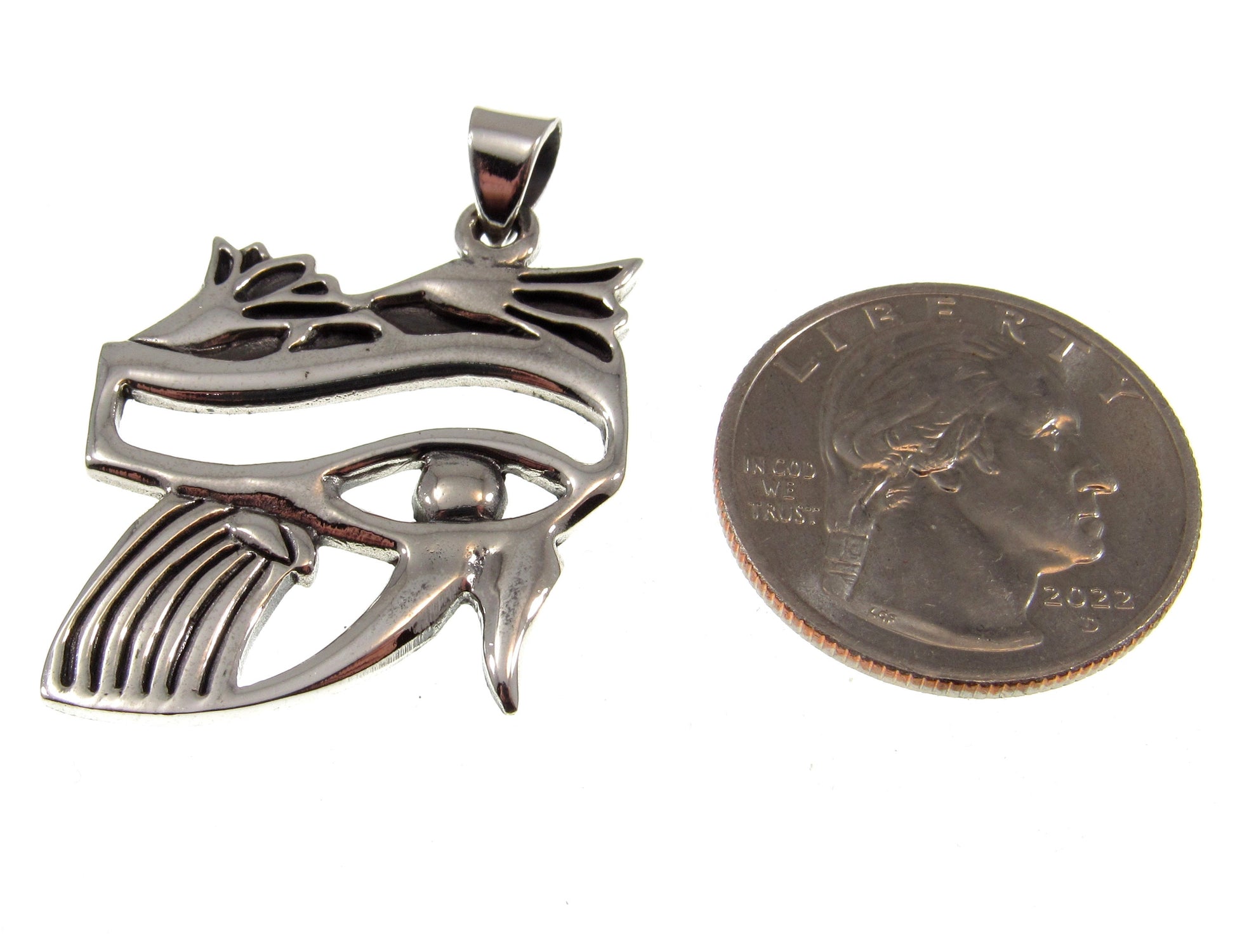 Solid 925 Sterling Silver Egyptian Eye of Horus Pendant, Protection Amulet, New Age Luciferian Third Eye