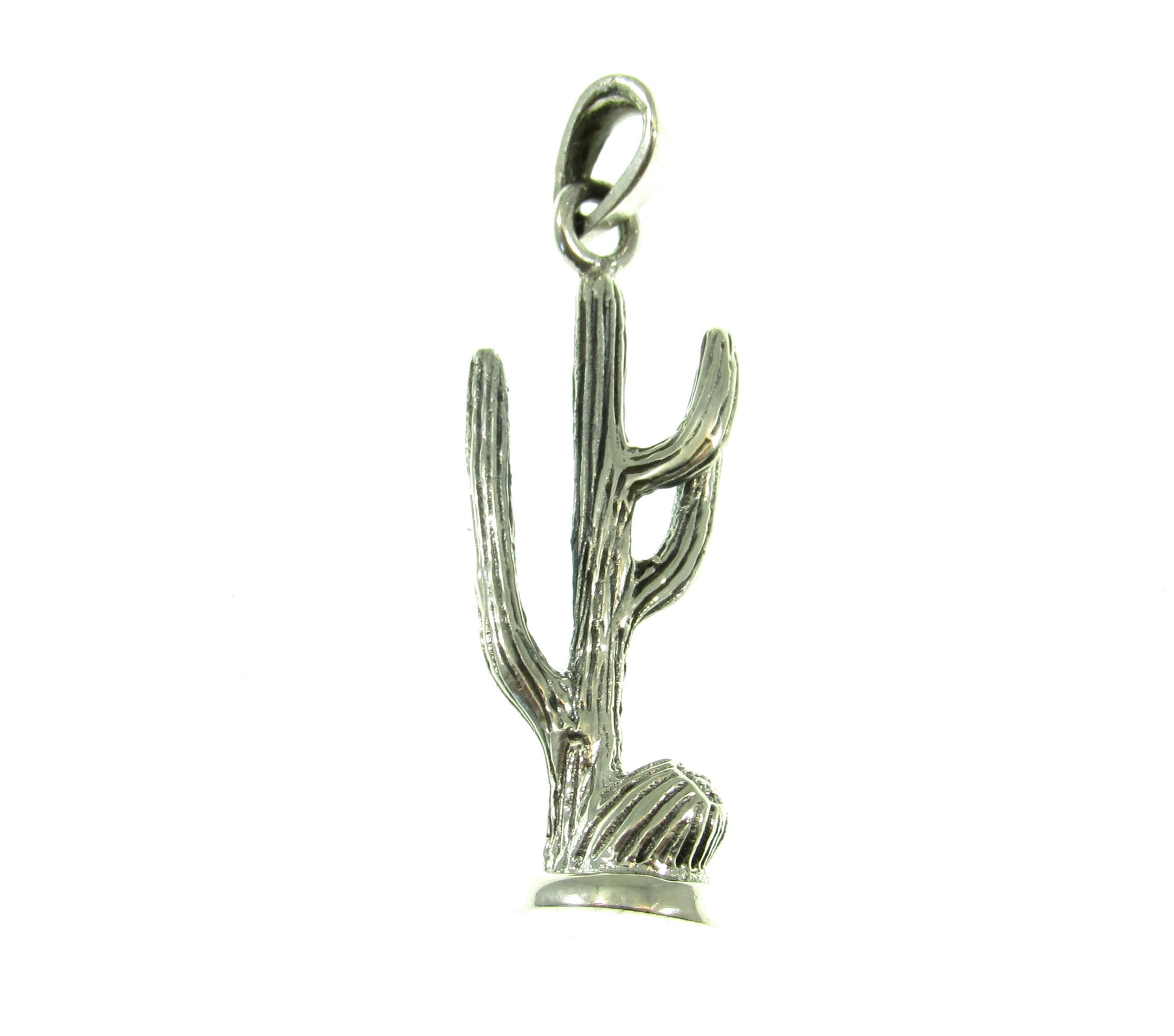 Handcrafted Solid 925 Sterling Silver 3D Desert Southwest Arizona Saguaro Cactus Pendant