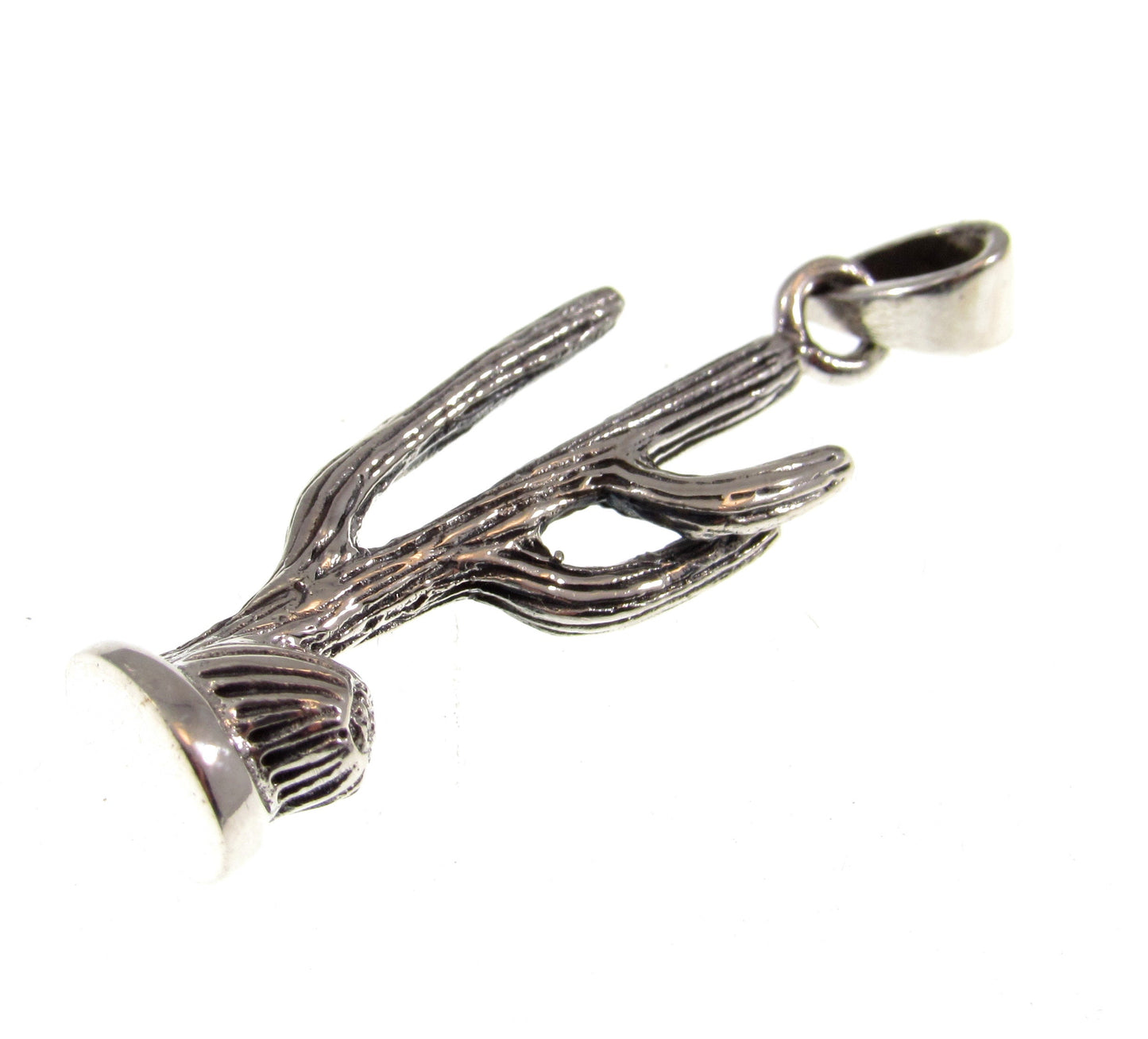 Handcrafted Solid 925 Sterling Silver 3D Desert Southwest Arizona Saguaro Cactus Pendant