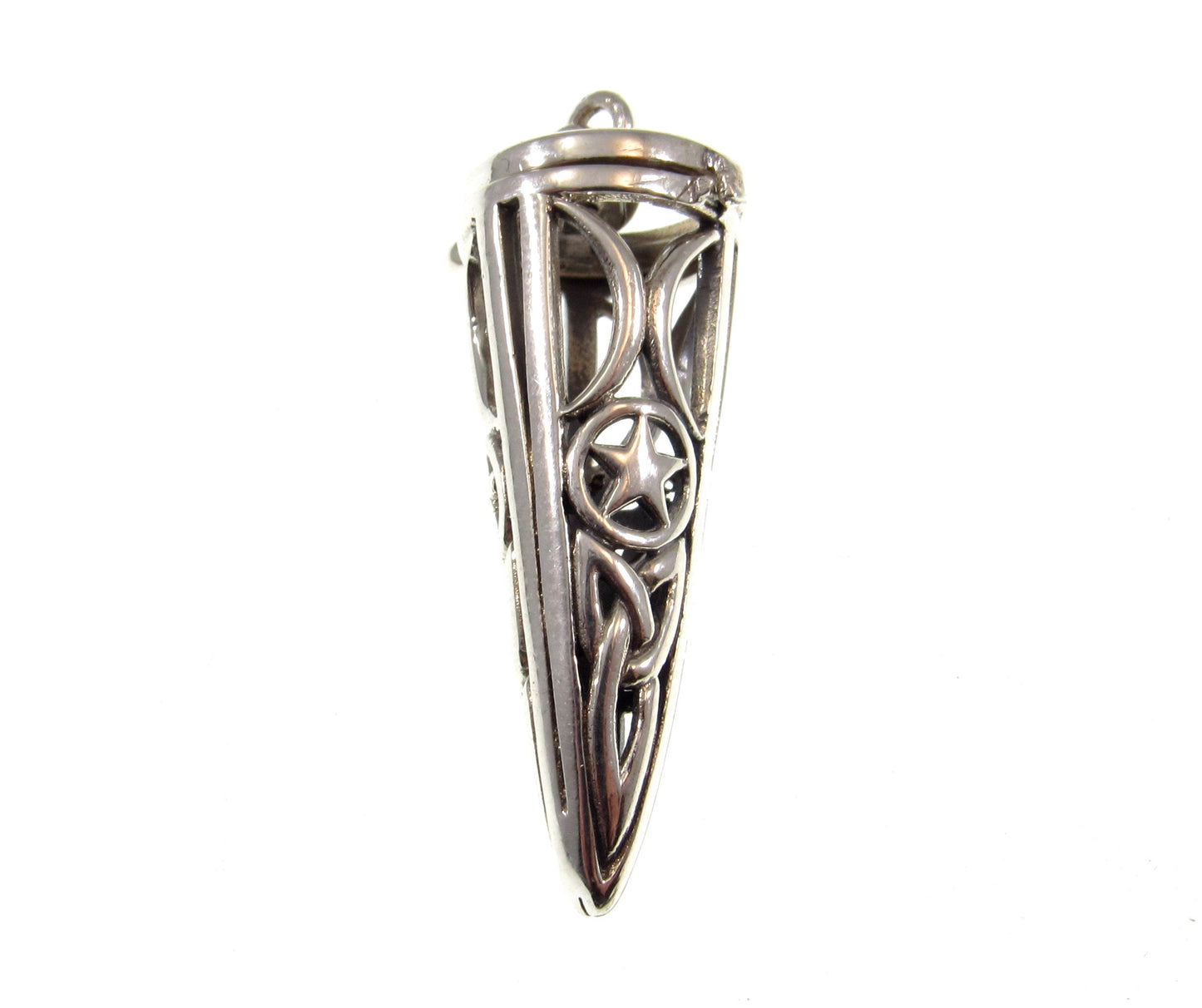 Celtic Triquetra Knot Pendulum Handcrafted in Solid 925 Sterling Silver with Hinged Lid Pendant for Spells & Potions