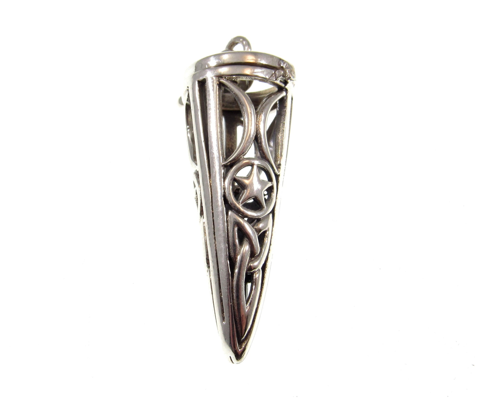 Celtic Triquetra Knot Pendulum Handcrafted in Solid 925 Sterling Silver with Hinged Lid Pendant for Spells & Potions
