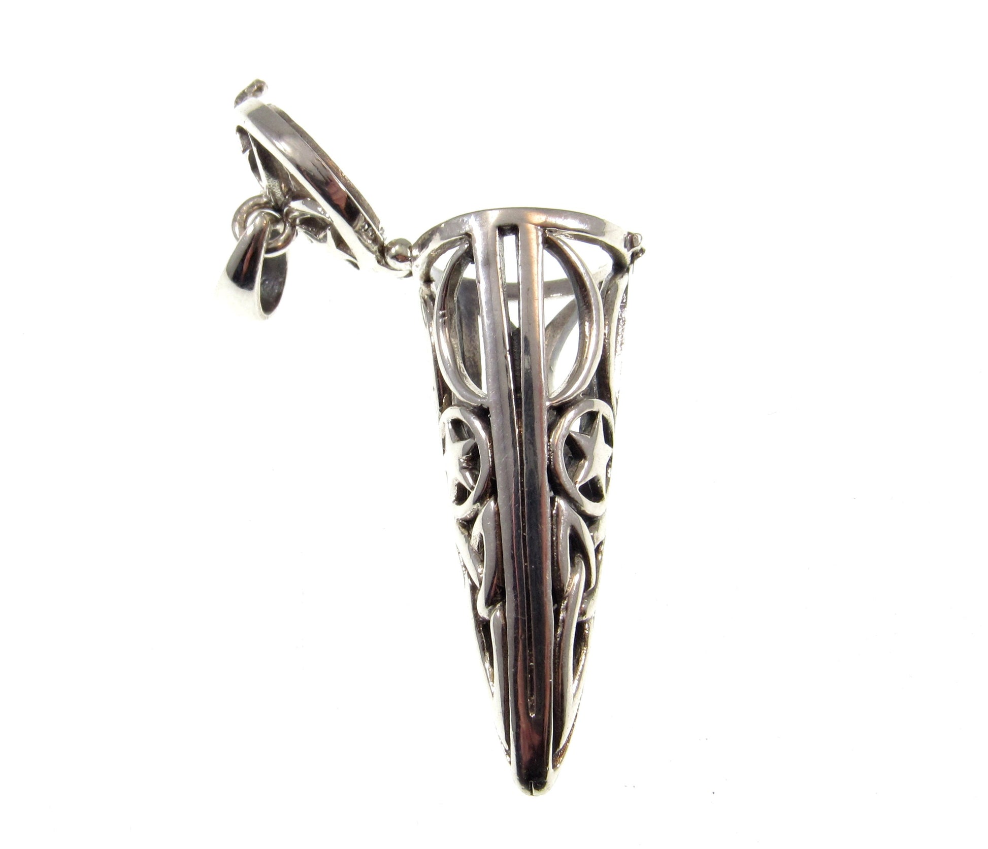 Celtic Triquetra Knot Pendulum Handcrafted in Solid 925 Sterling Silver with Hinged Lid Pendant for Spells & Potions