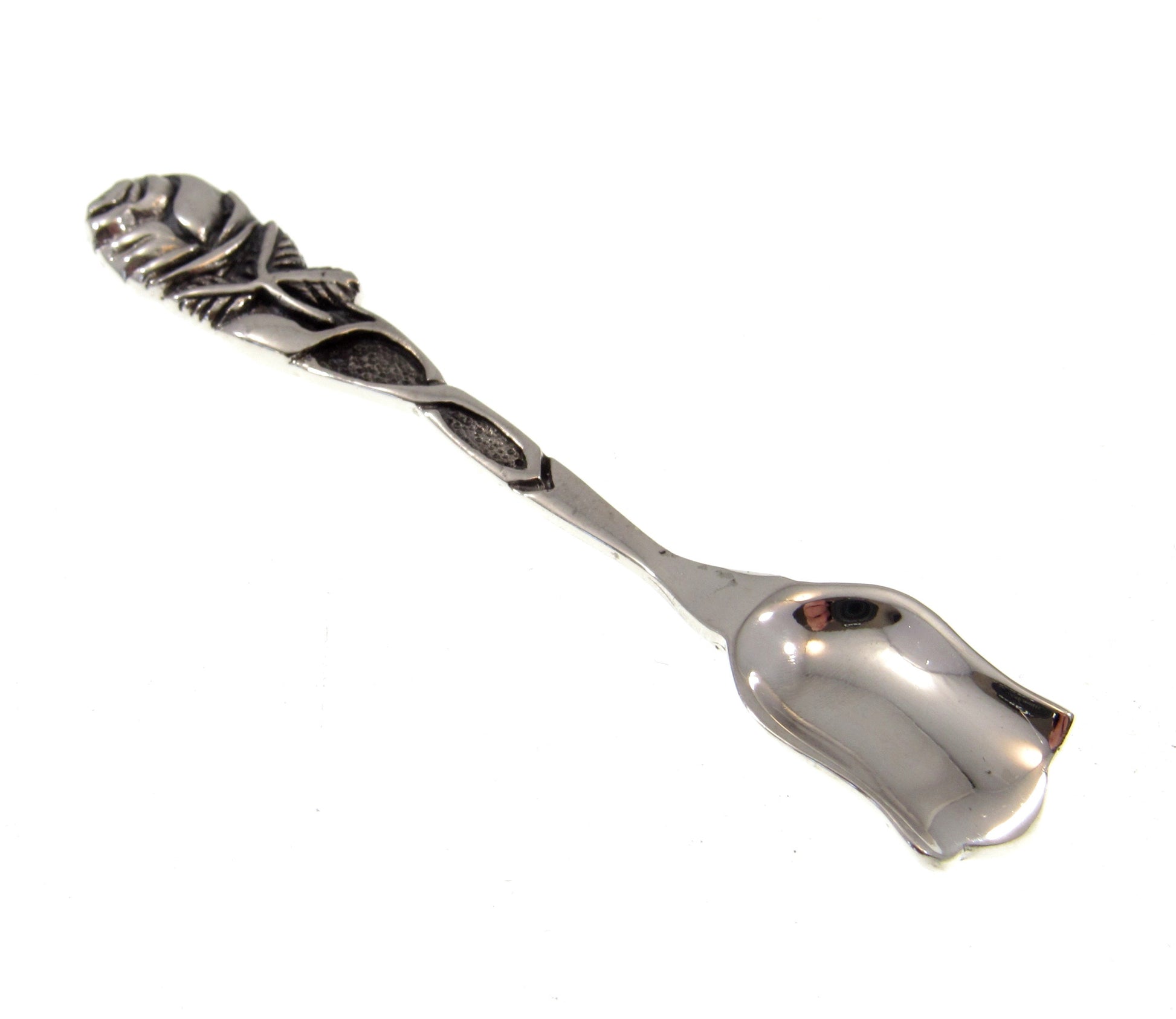 Solid 925 Sterling Silver Salt Spoon, Celtic Flatware, Viking Herb Scooper, Tiny Shovel for Salt, Handmade Spice & Small Condiemtn Scoop