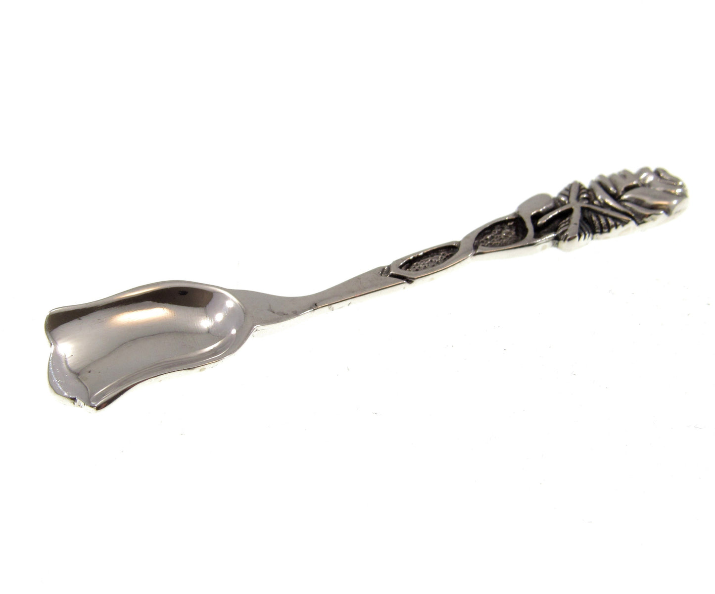 Solid 925 Sterling Silver Salt Spoon, Celtic Flatware, Viking Herb Scooper, Tiny Shovel for Salt, Handmade Spice & Small Condiemtn Scoop