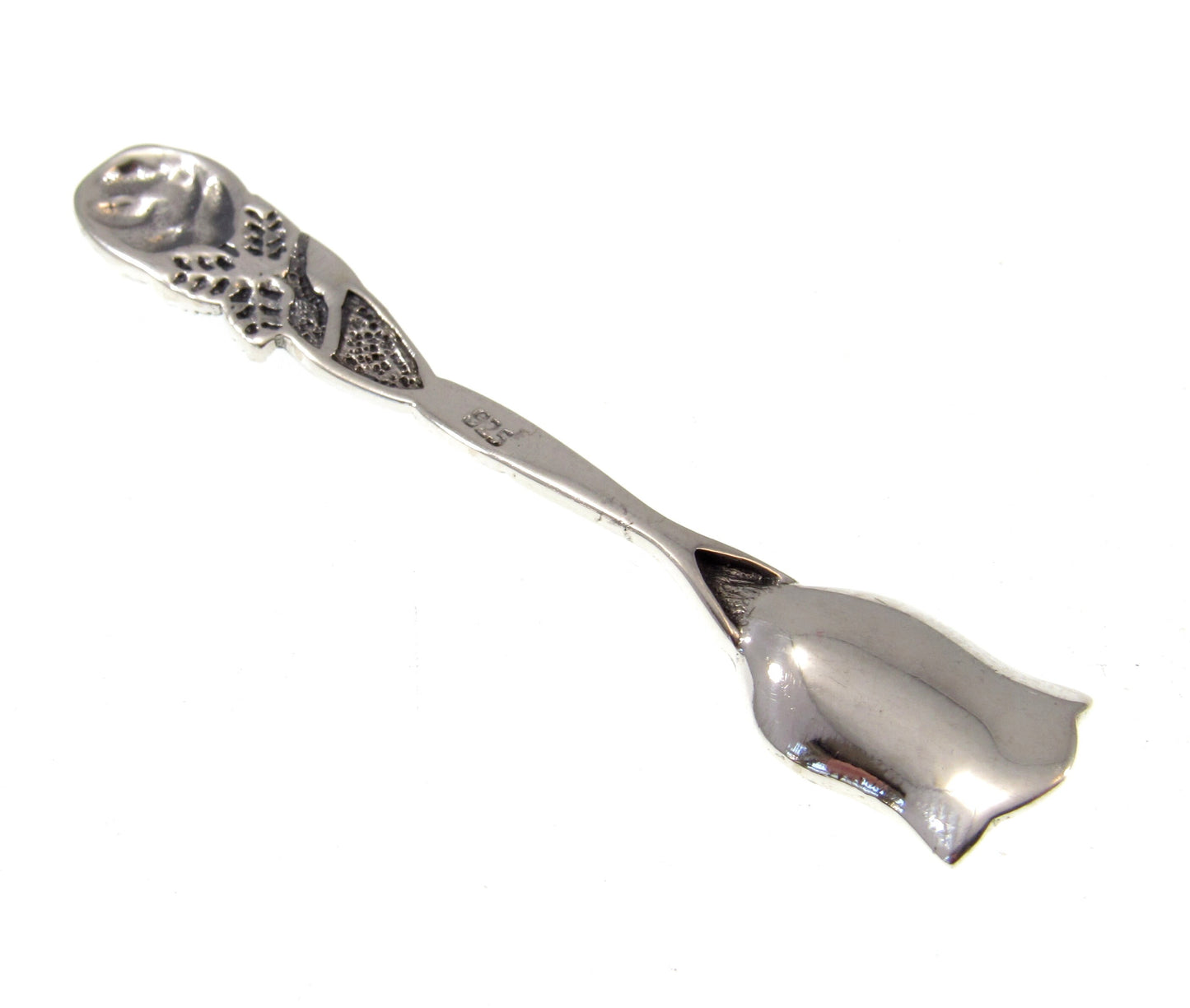 Solid 925 Sterling Silver Salt Spoon, Celtic Flatware, Viking Herb Scooper, Tiny Shovel for Salt, Handmade Spice & Small Condiemtn Scoop