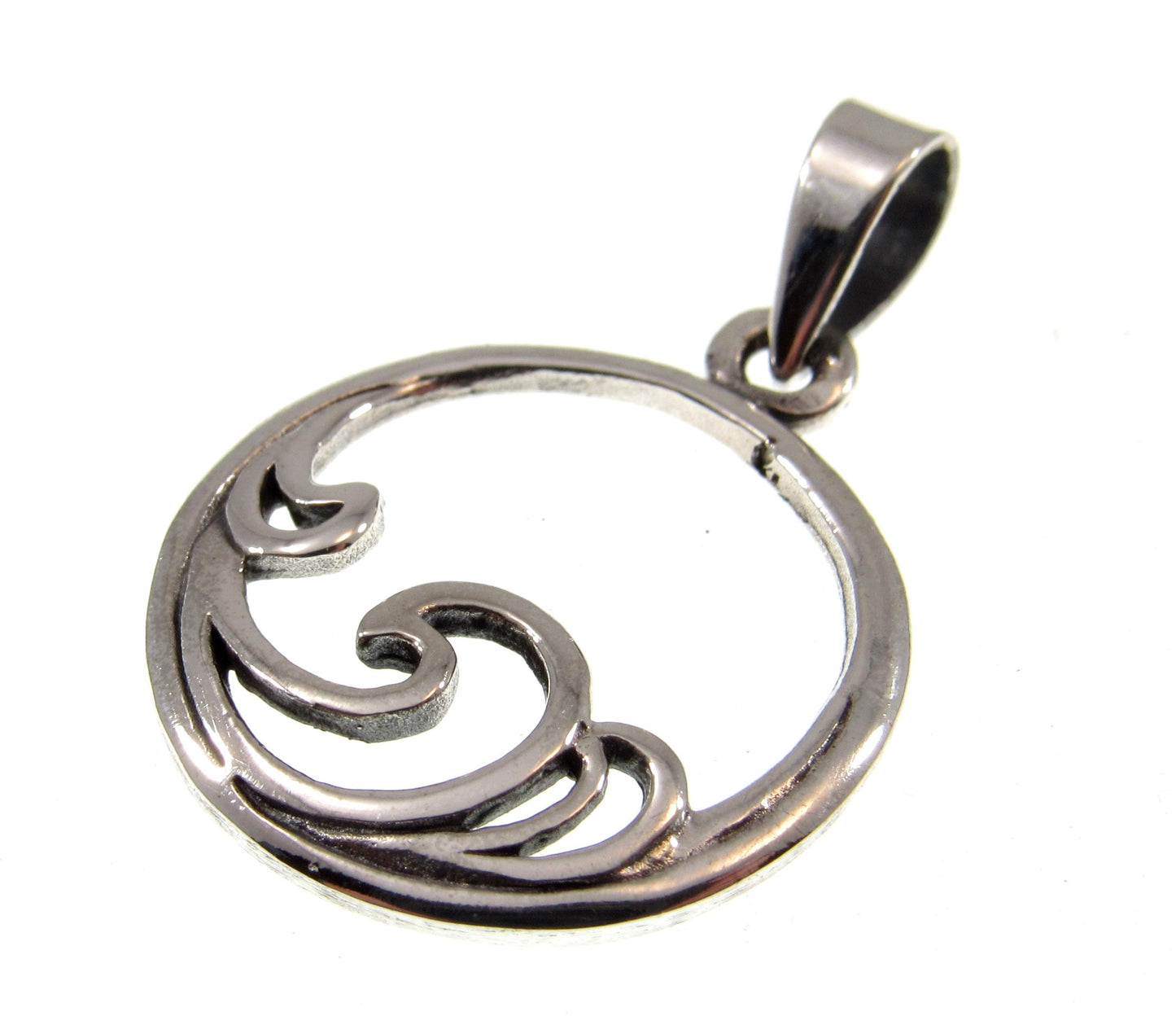 Solid 925 Sterling Silver Ocean Wave Pendant – Beach Necklace Charm, Sea Surfer Jewelry, Coastal Gift, Handcrafted Sea Lover Charm