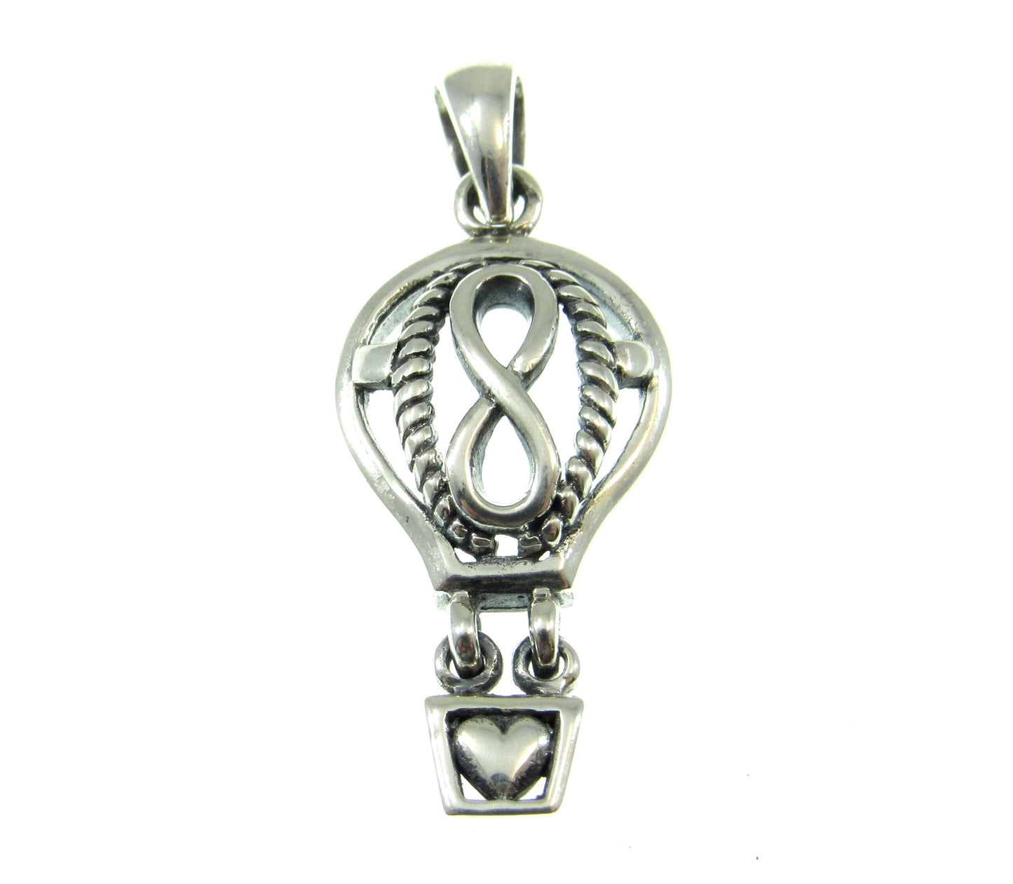 Solid 925 Sterling Silver Celtic Infinity Knot Inside Hot Air Balloon Pendant