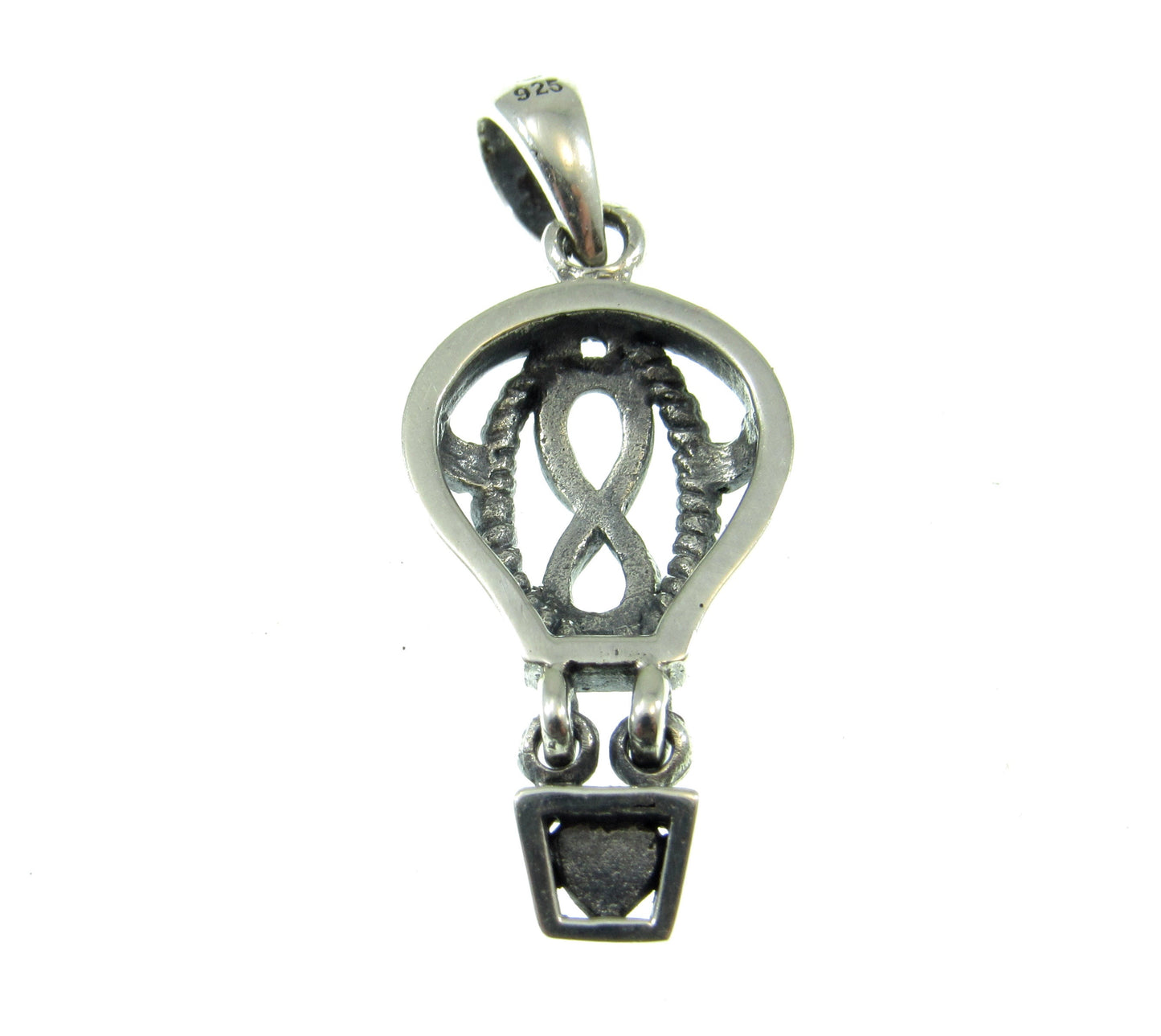 Solid 925 Sterling Silver Celtic Infinity Knot Inside Hot Air Balloon Pendant