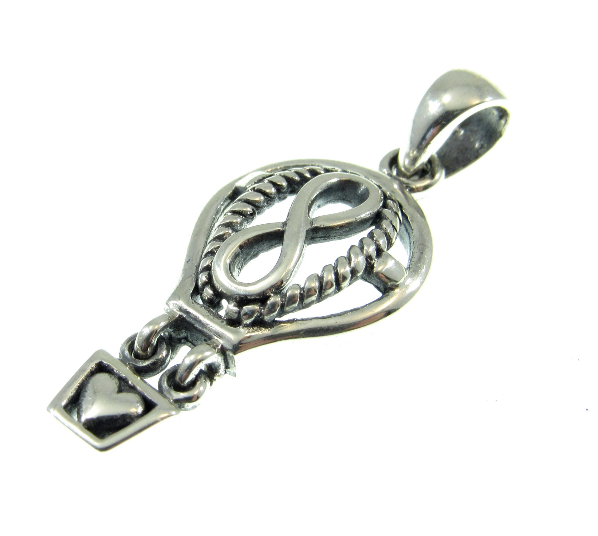 Solid 925 Sterling Silver Celtic Infinity Knot Inside Hot Air Balloon Pendant
