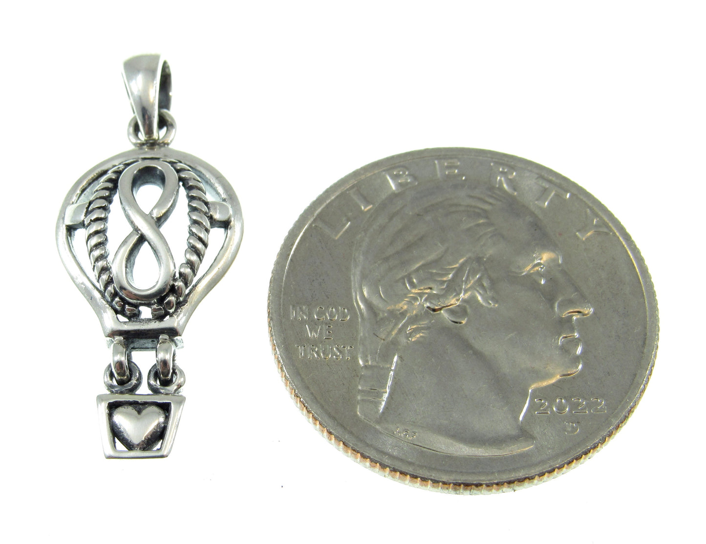 Solid 925 Sterling Silver Celtic Infinity Knot Inside Hot Air Balloon Pendant
