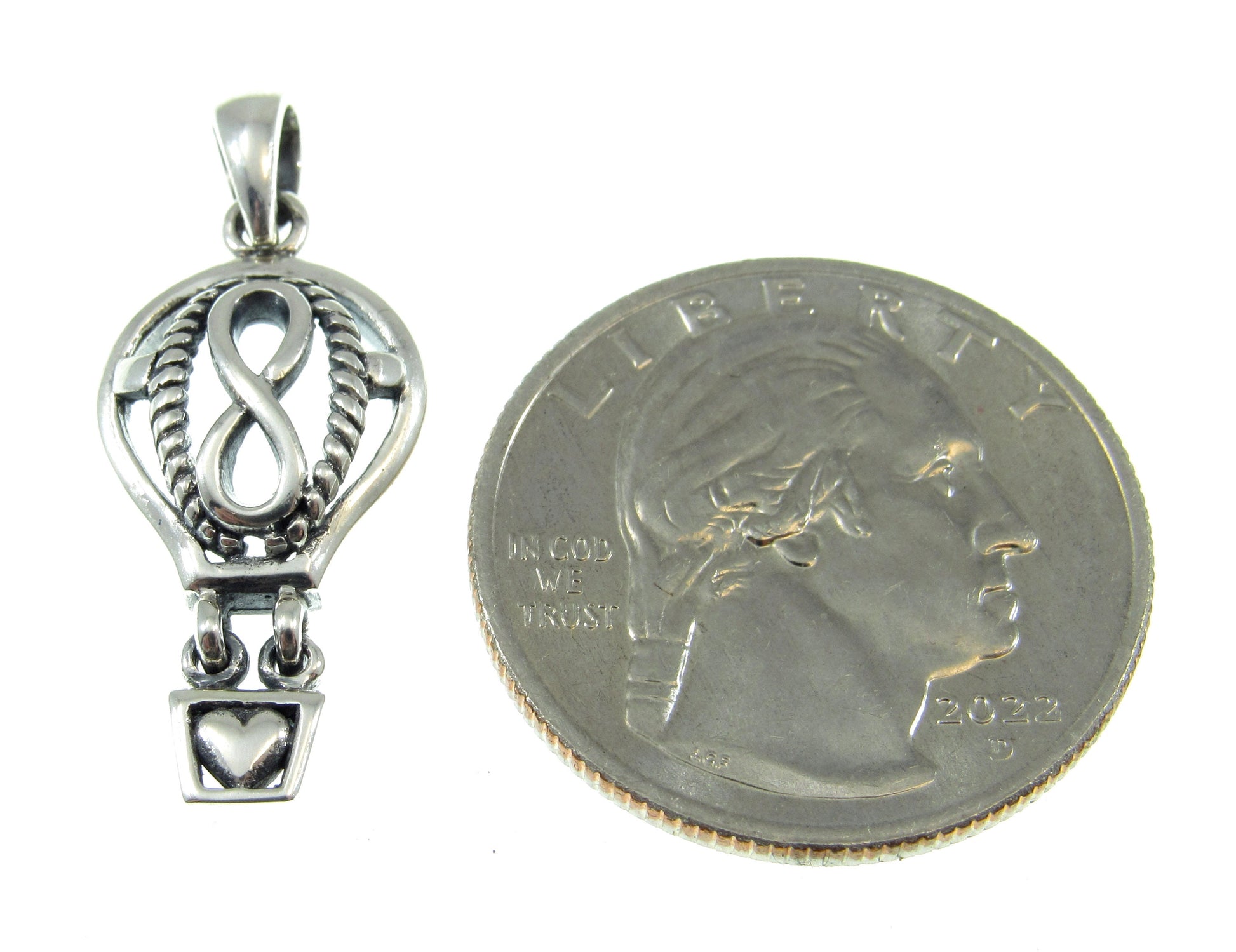 Solid 925 Sterling Silver Celtic Infinity Knot Inside Hot Air Balloon Pendant