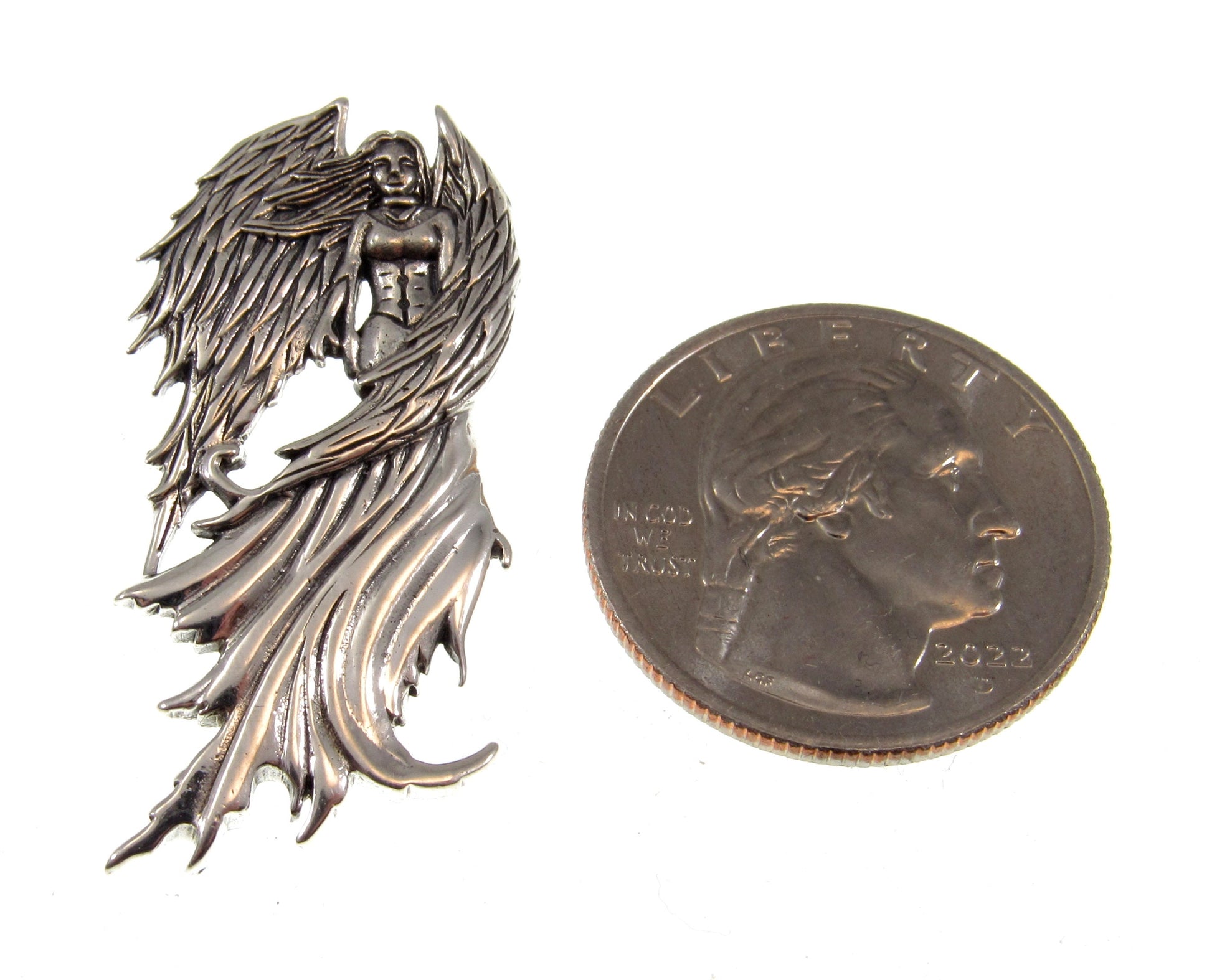 Solid 925 Sterling Silver Eclipse Fairy Slide Pendant Designed by Renown Fantasy Artist Amy Brown