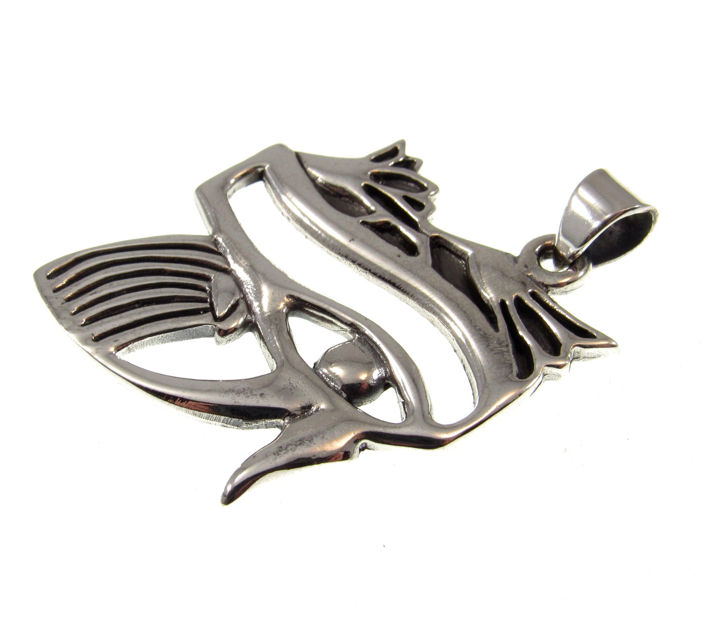 Solid 925 Sterling Silver Egyptian Eye of Horus Pendant, Protection Amulet, New Age Luciferian Third Eye
