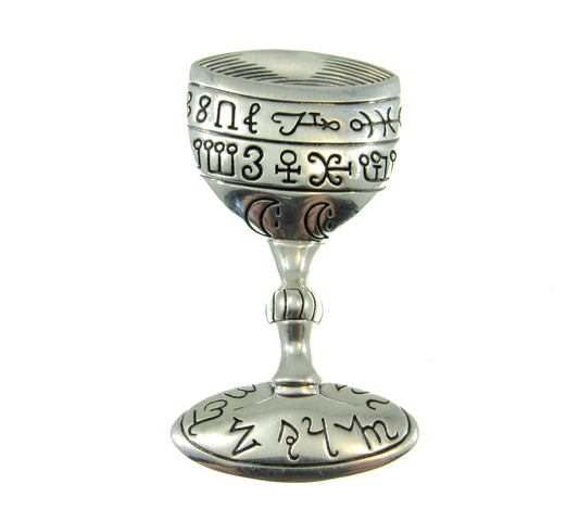 Solid 925 Sterling Silver Magic Chalice Pendant, Wiccan Ritual Spell Goblet, Pagan Alter Cup, Holy Grail Jewelry, Kiddush Cup Talisman