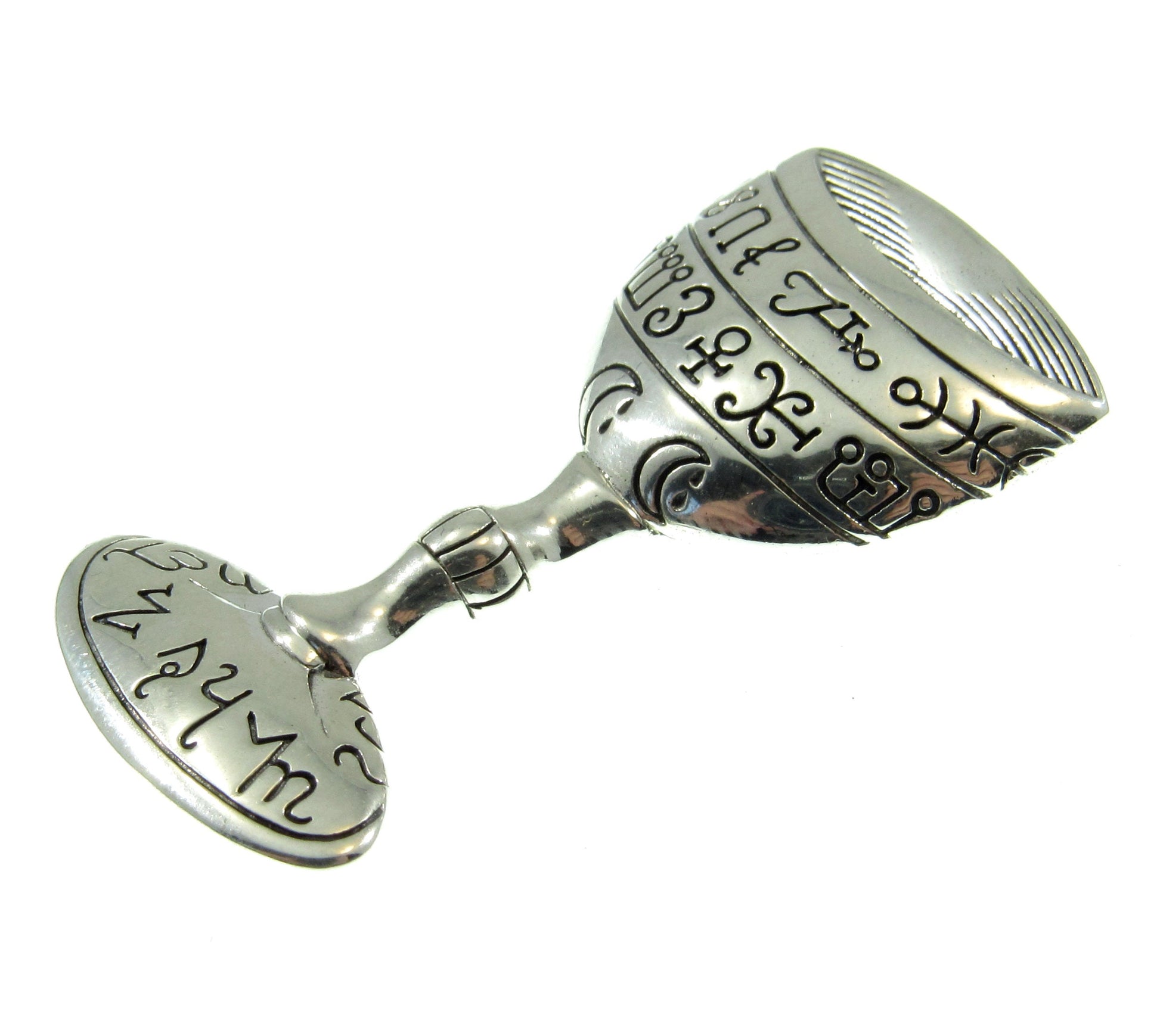 Solid 925 Sterling Silver Magic Chalice Pendant, Wiccan Ritual Spell Goblet, Pagan Alter Cup, Holy Grail Jewelry, Kiddush Cup Talisman
