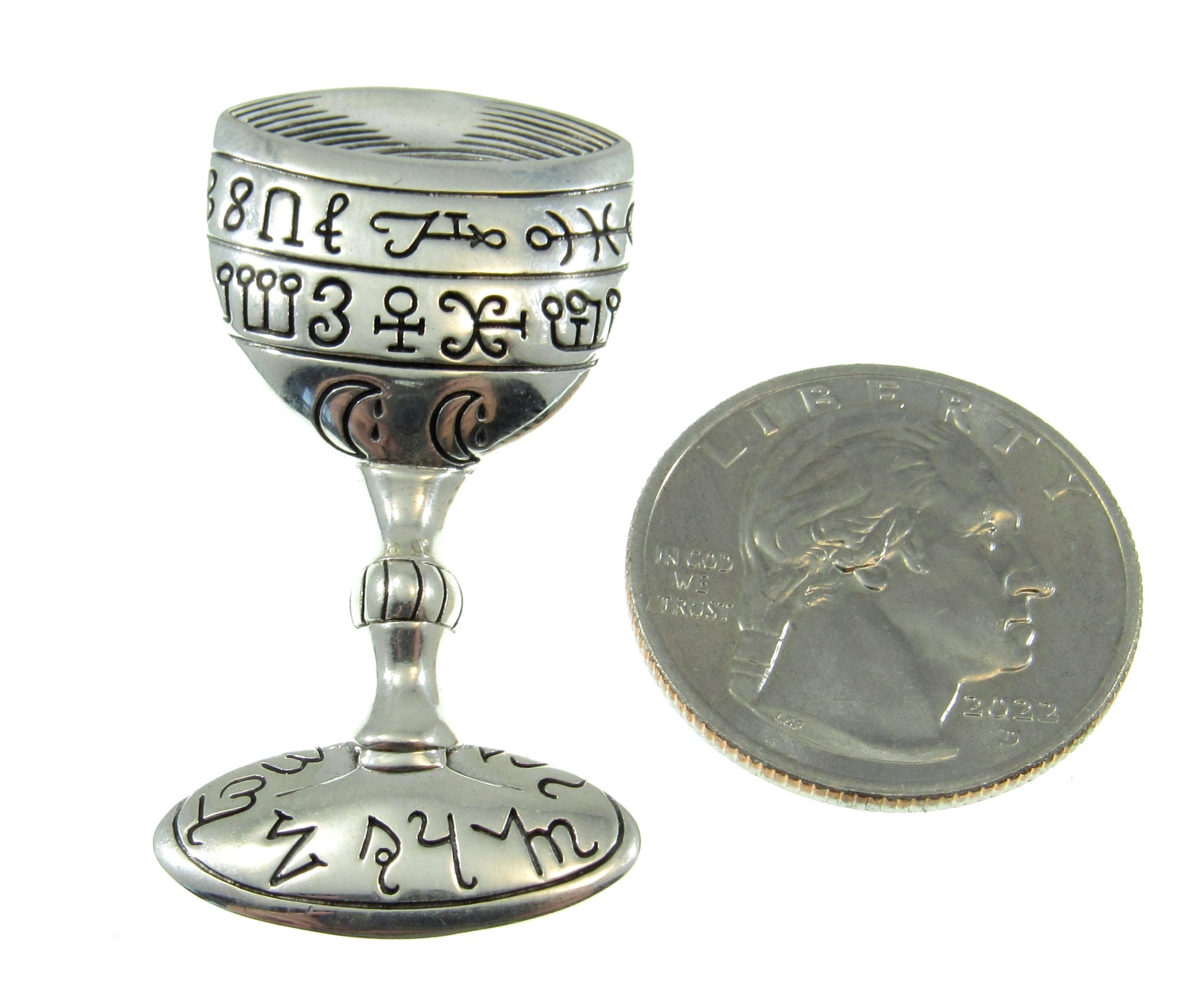 Solid 925 Sterling Silver Magic Chalice Pendant, Wiccan Ritual Spell Goblet, Pagan Alter Cup, Holy Grail Jewelry, Kiddush Cup Talisman
