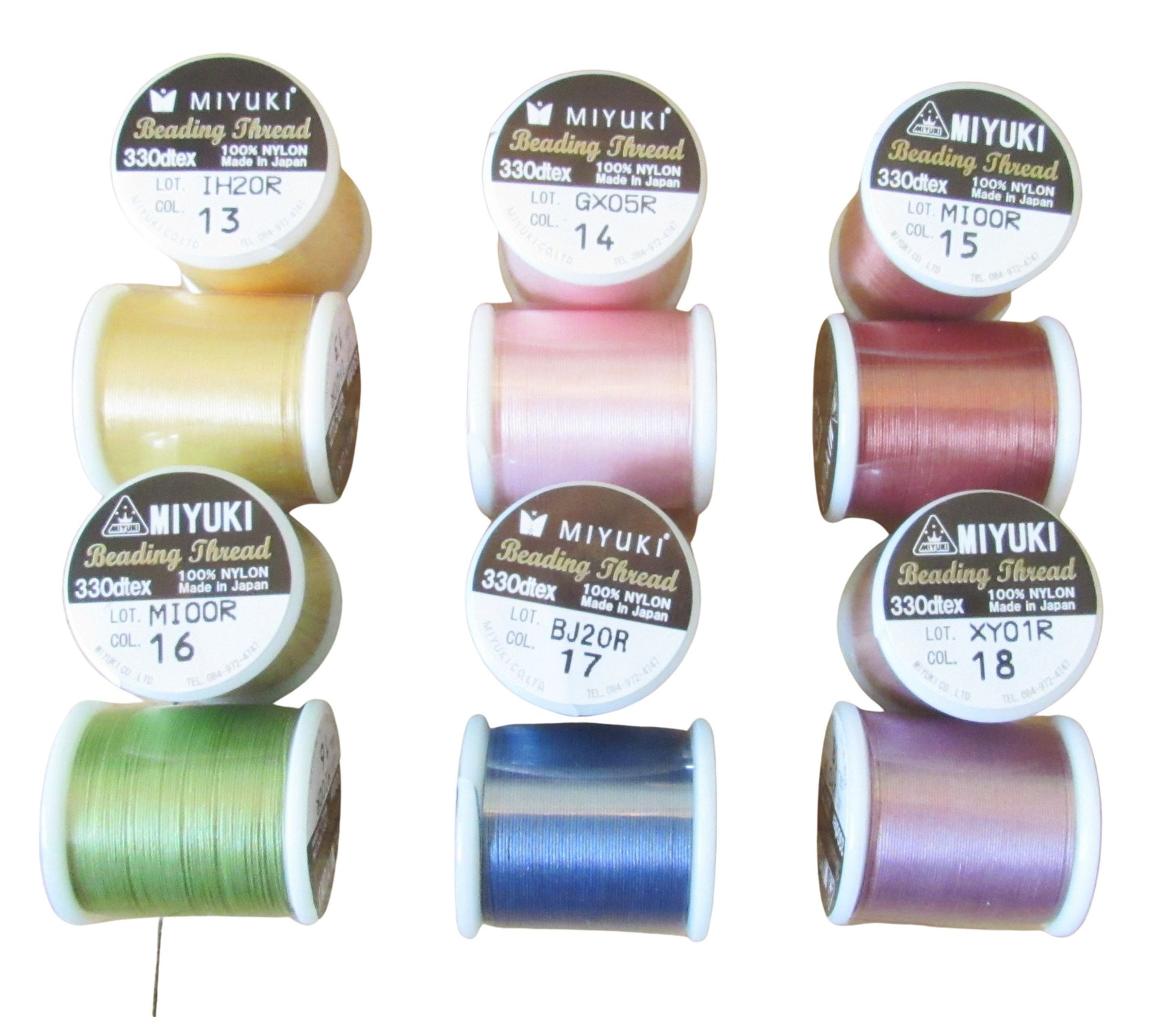 Miyuki Japanese Beading Thread Set of 24 Different Color Bobbins, 50 Meter Spools Nylon Bead Cord for Delica Bead Stringing & Jewelry Making