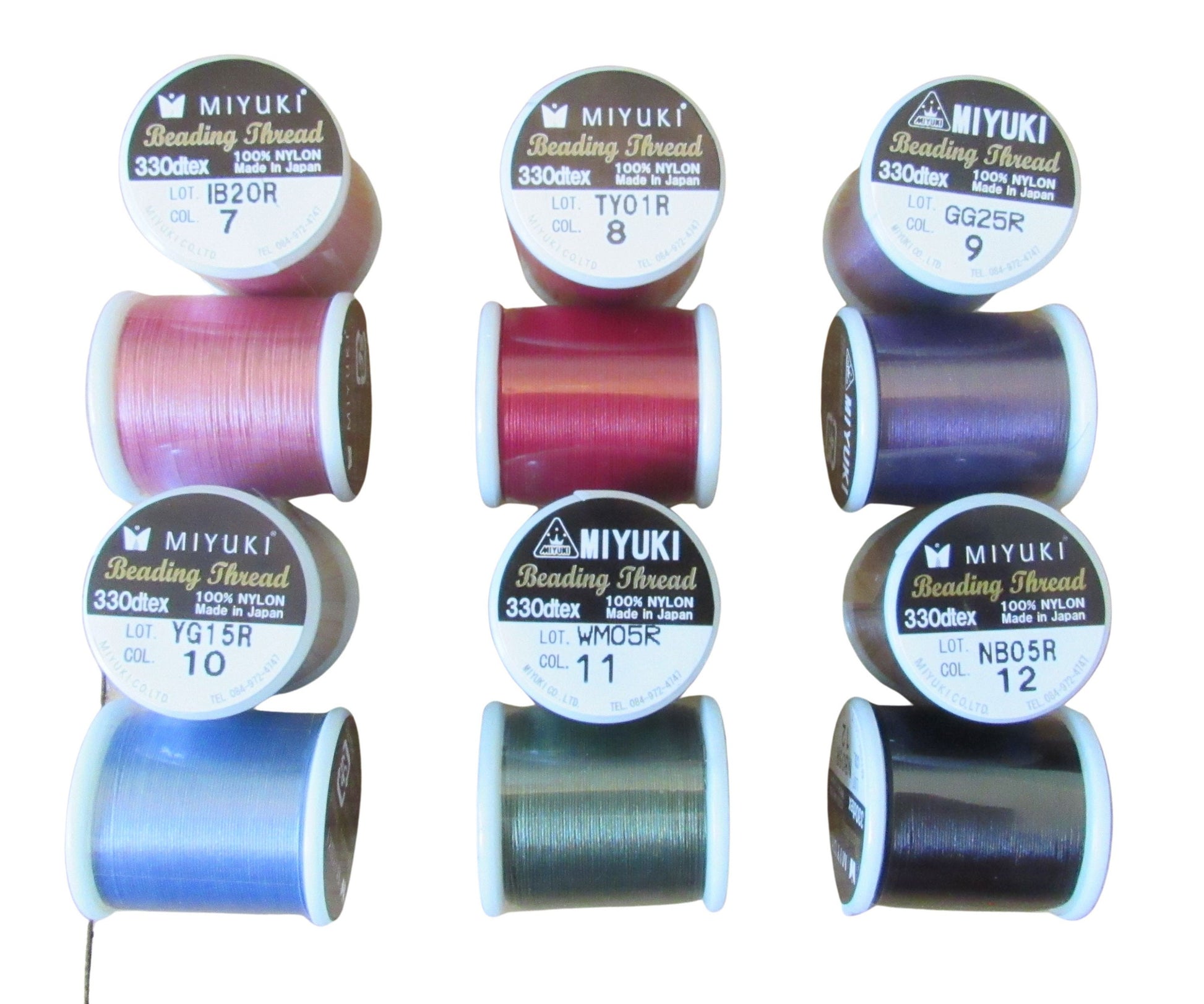 Miyuki Japanese Beading Thread Set of 24 Different Color Bobbins, 50 Meter Spools Nylon Bead Cord for Delica Bead Stringing & Jewelry Making