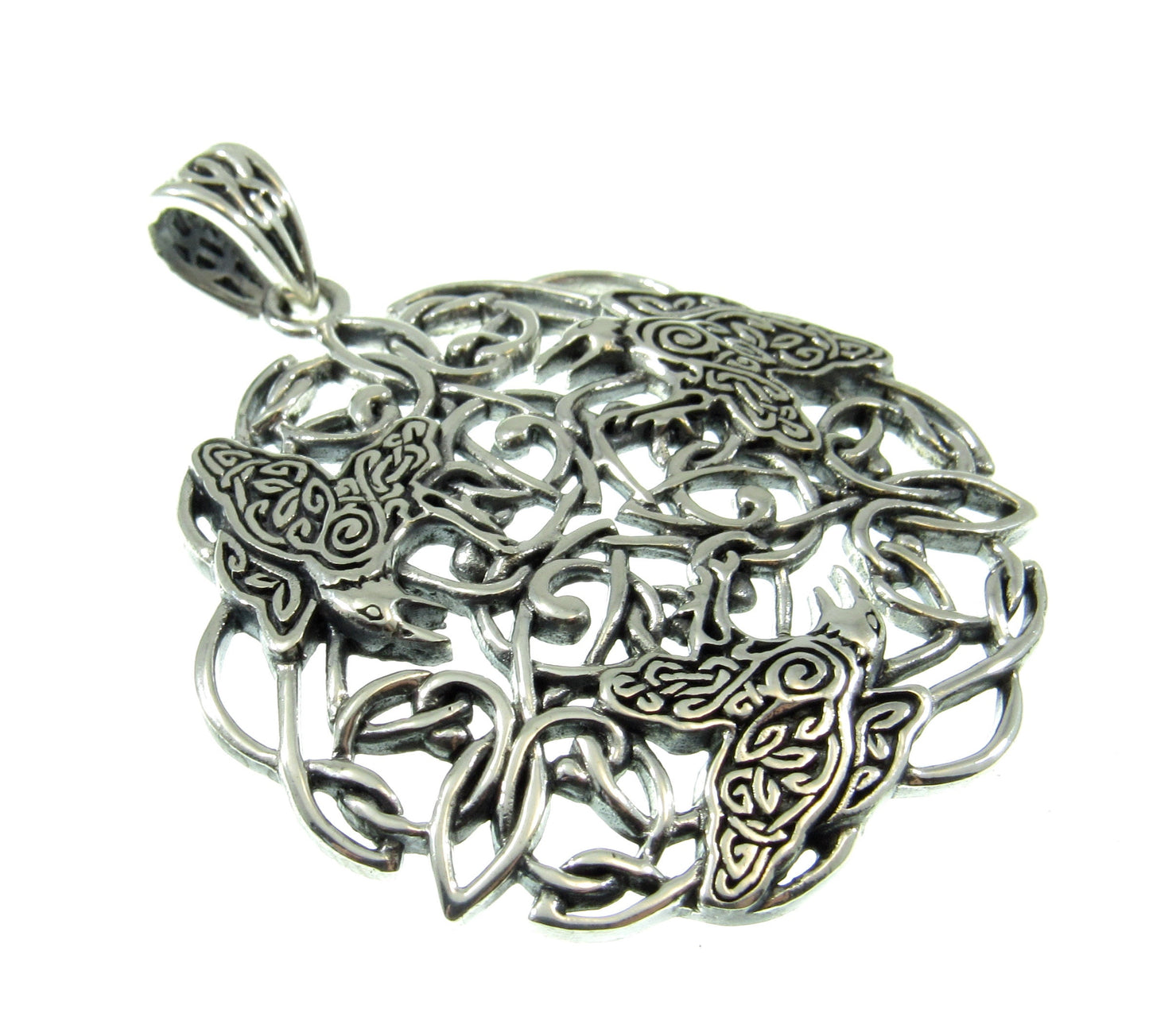 Solid 925 Sterling Silver Celtic Raven Pendant by Celebrated Fairytale Author and Artist Brigid Ashwood