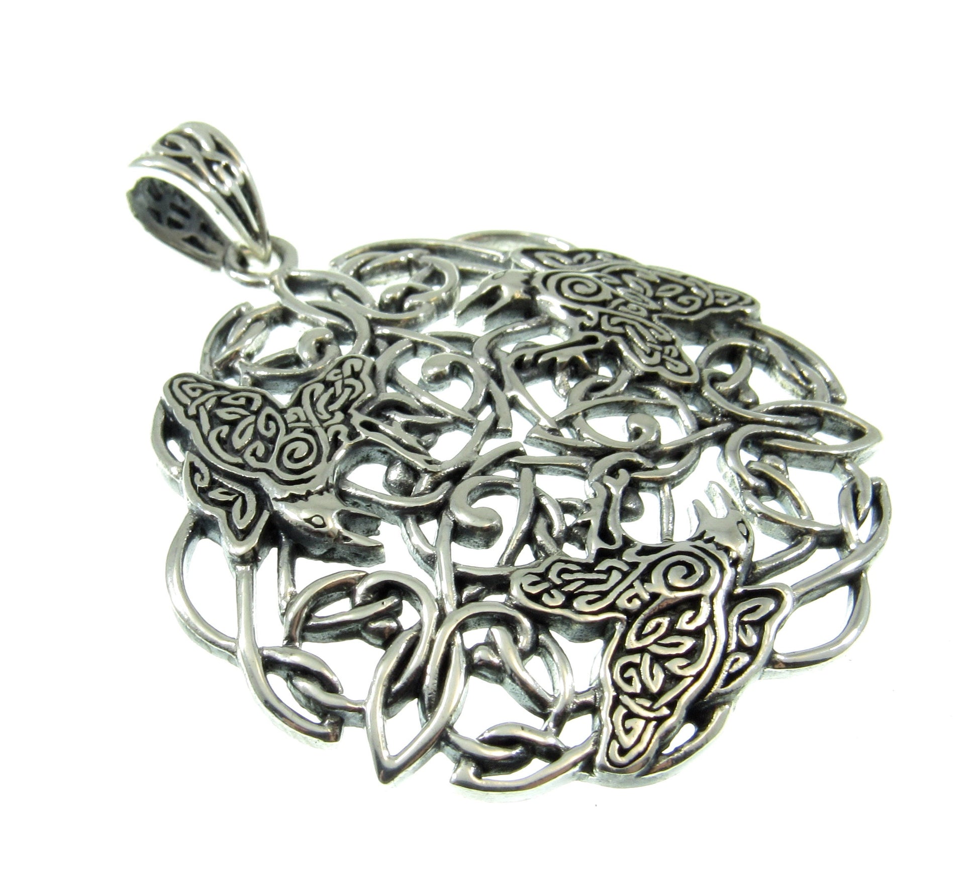 Solid 925 Sterling Silver Celtic Raven Pendant by Celebrated Fairytale Author and Artist Brigid Ashwood