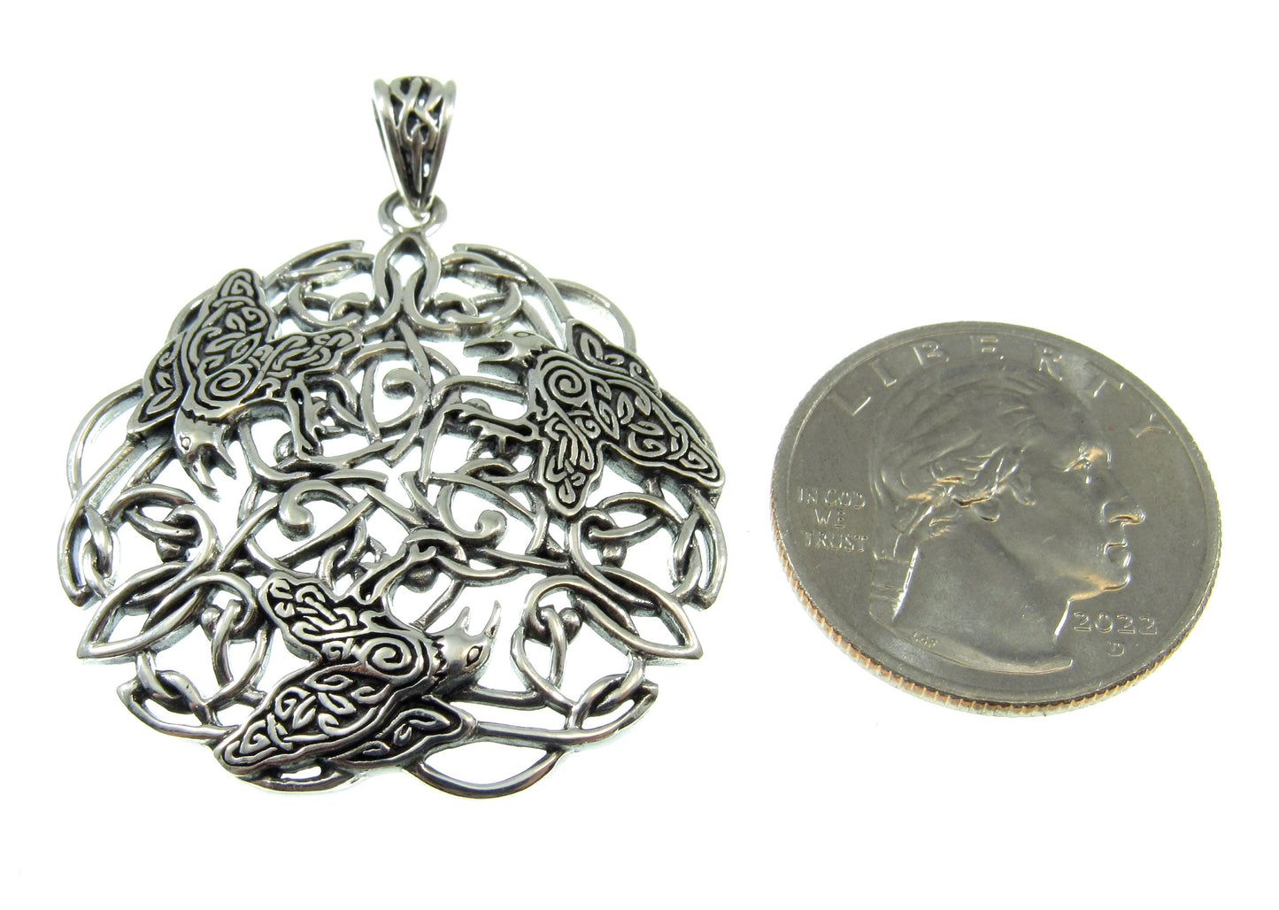 Solid 925 Sterling Silver Celtic Raven Pendant by Celebrated Fairytale Author and Artist Brigid Ashwood