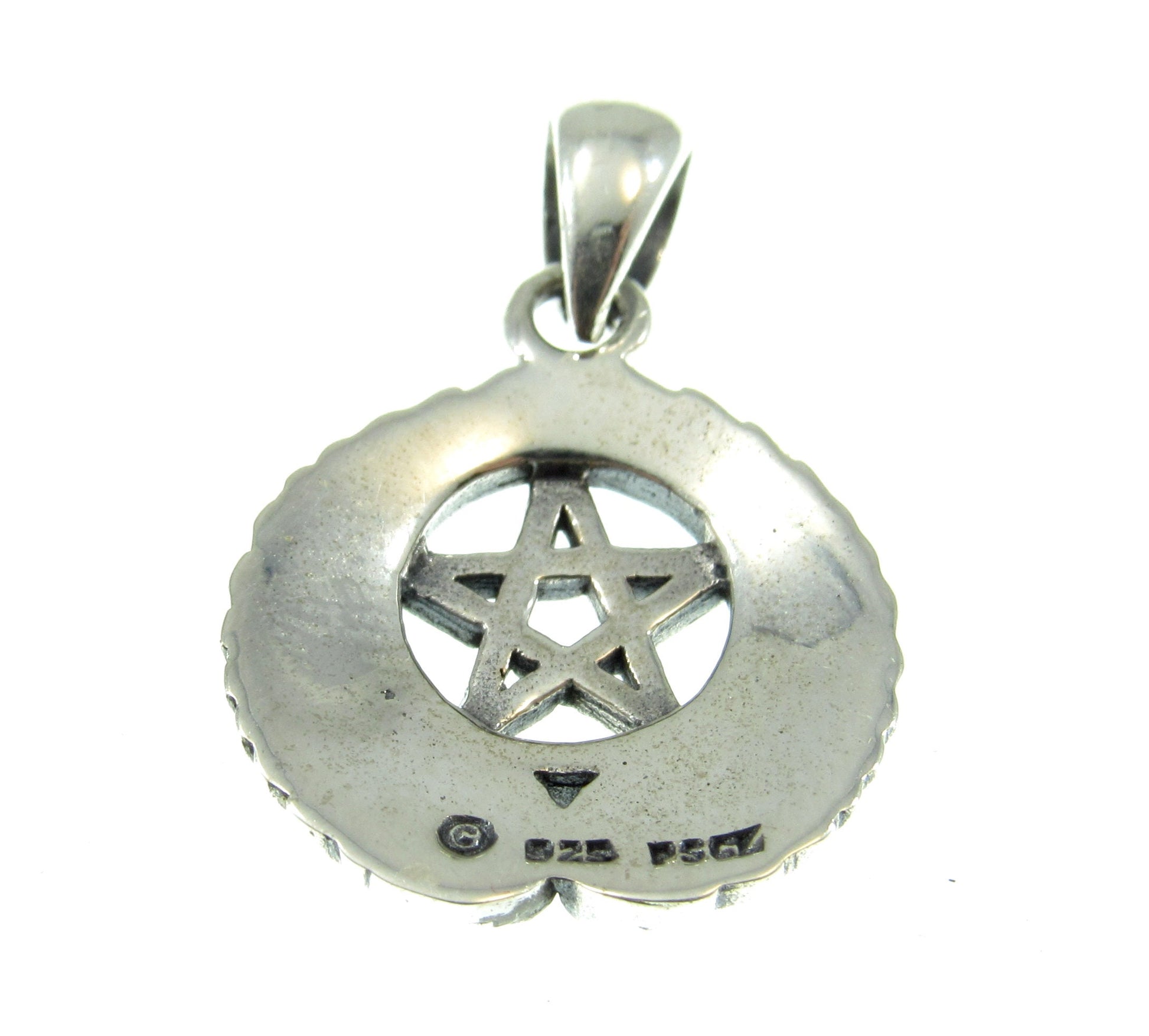 Solid 925 Sterling Silver Falcon Wing Pentacle Pendant, Powerful Pagan & Wiccan Charm