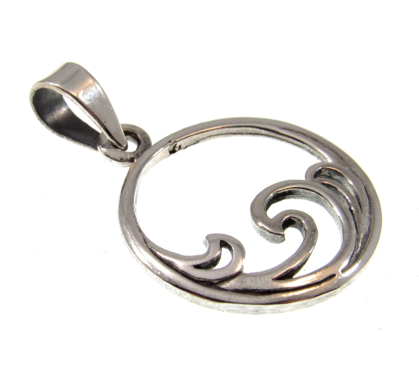 Solid 925 Sterling Silver Ocean Wave Pendant – Beach Necklace Charm, Sea Surfer Jewelry, Coastal Gift, Handcrafted Sea Lover Charm