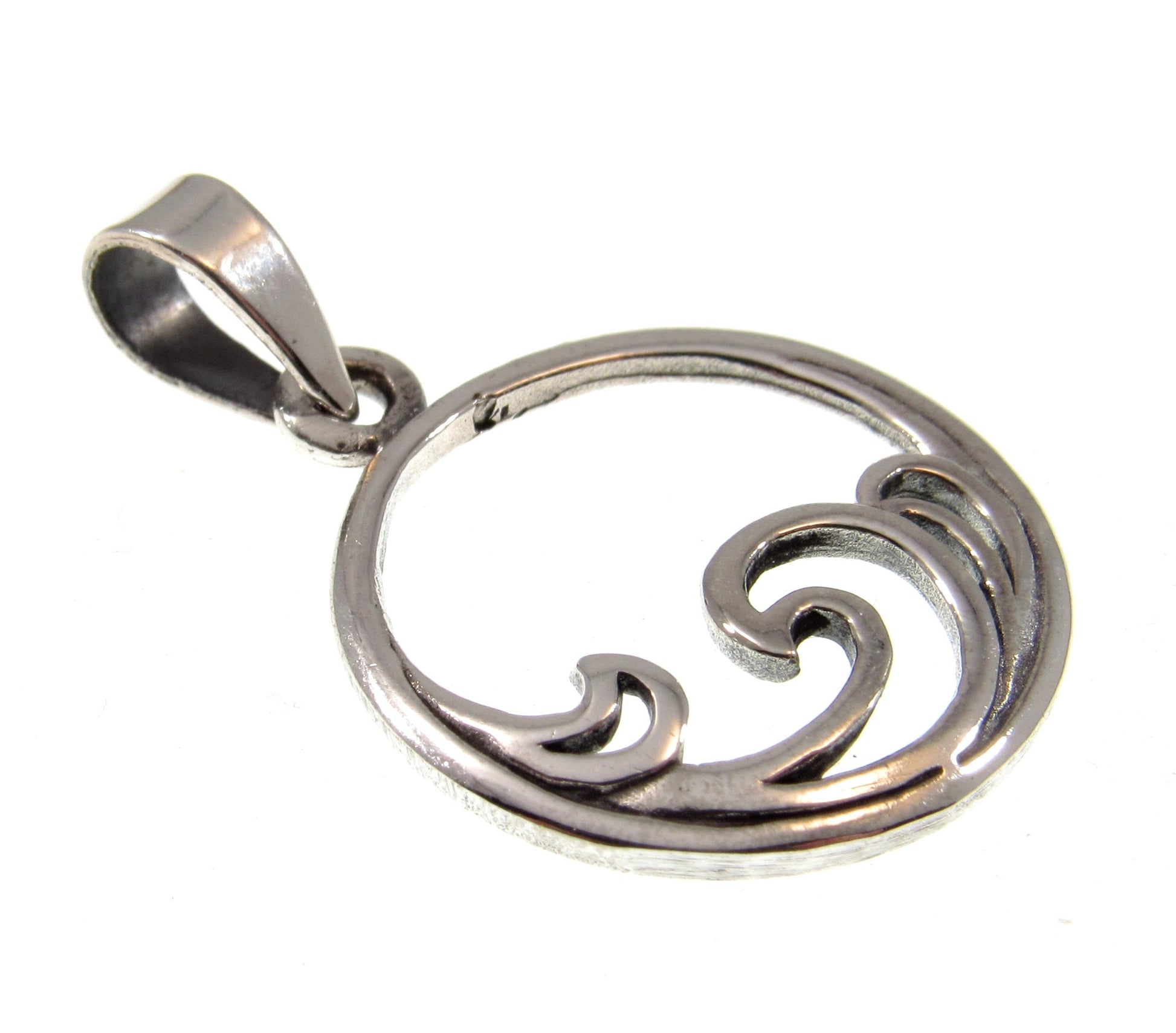 Solid 925 Sterling Silver Ocean Wave Pendant – Beach Necklace Charm, Sea Surfer Jewelry, Coastal Gift, Handcrafted Sea Lover Charm