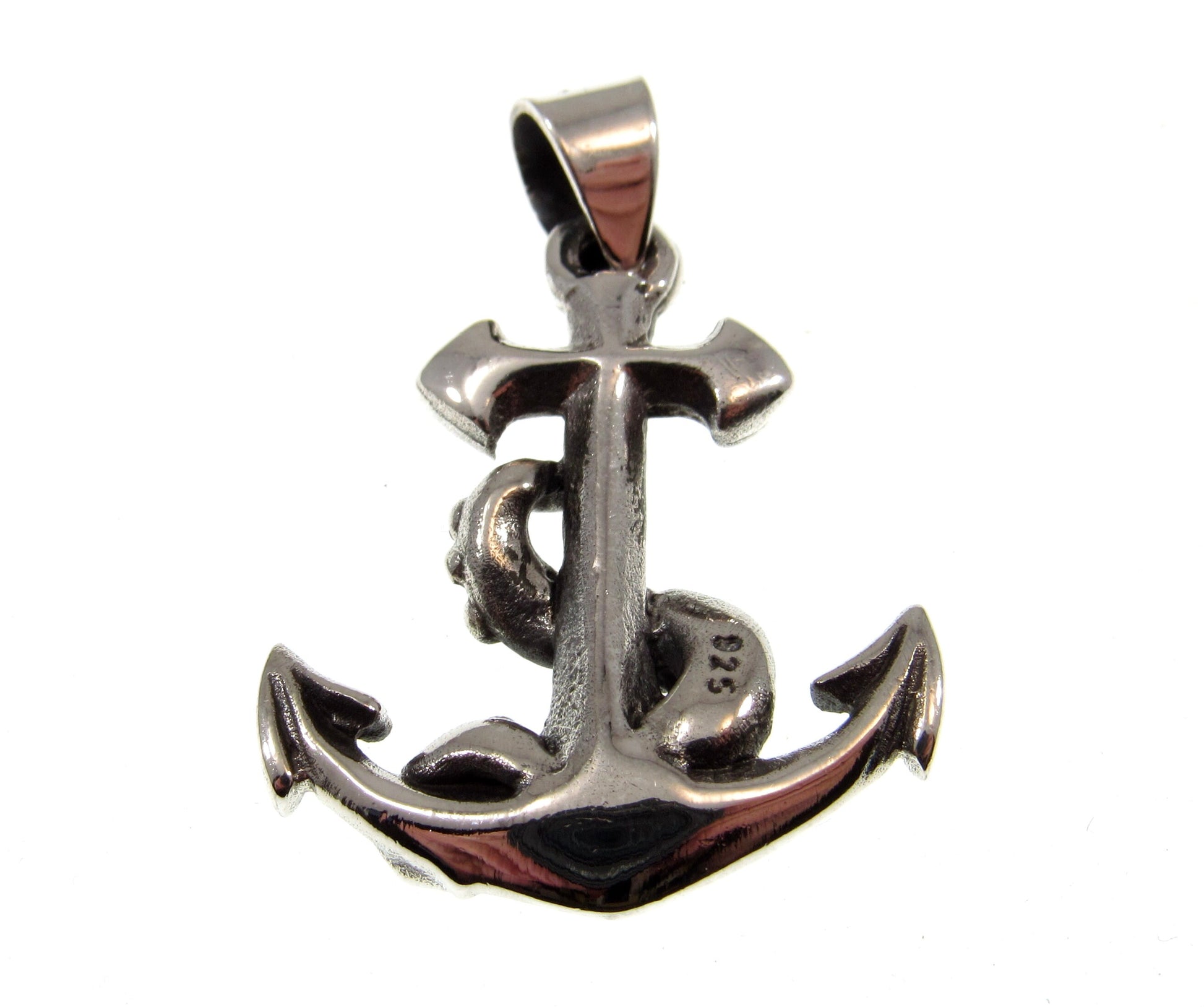 Solid 925 Sterling Silver Ship's Anchor Pendant with Octopus Tentacles, Mens Gothic Inspired Nautical Jewelry, Sea Kraken Necklace Charm