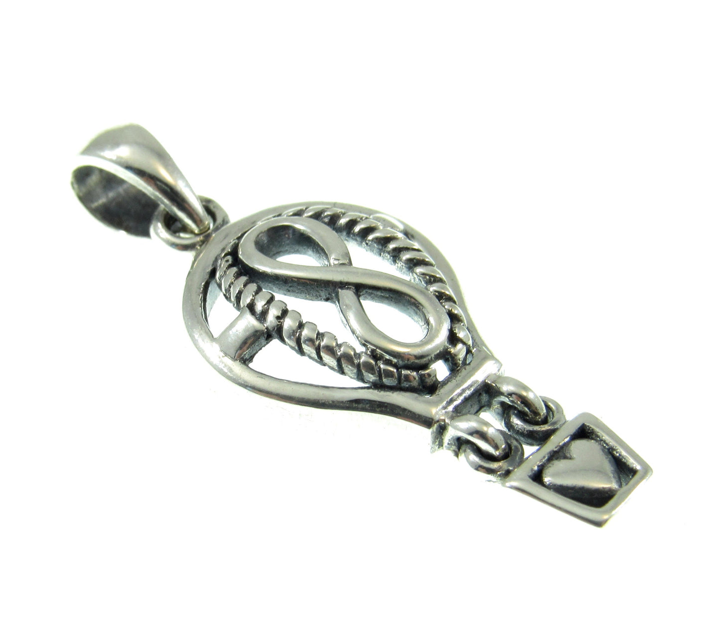 Solid 925 Sterling Silver Celtic Infinity Knot Inside Hot Air Balloon Pendant