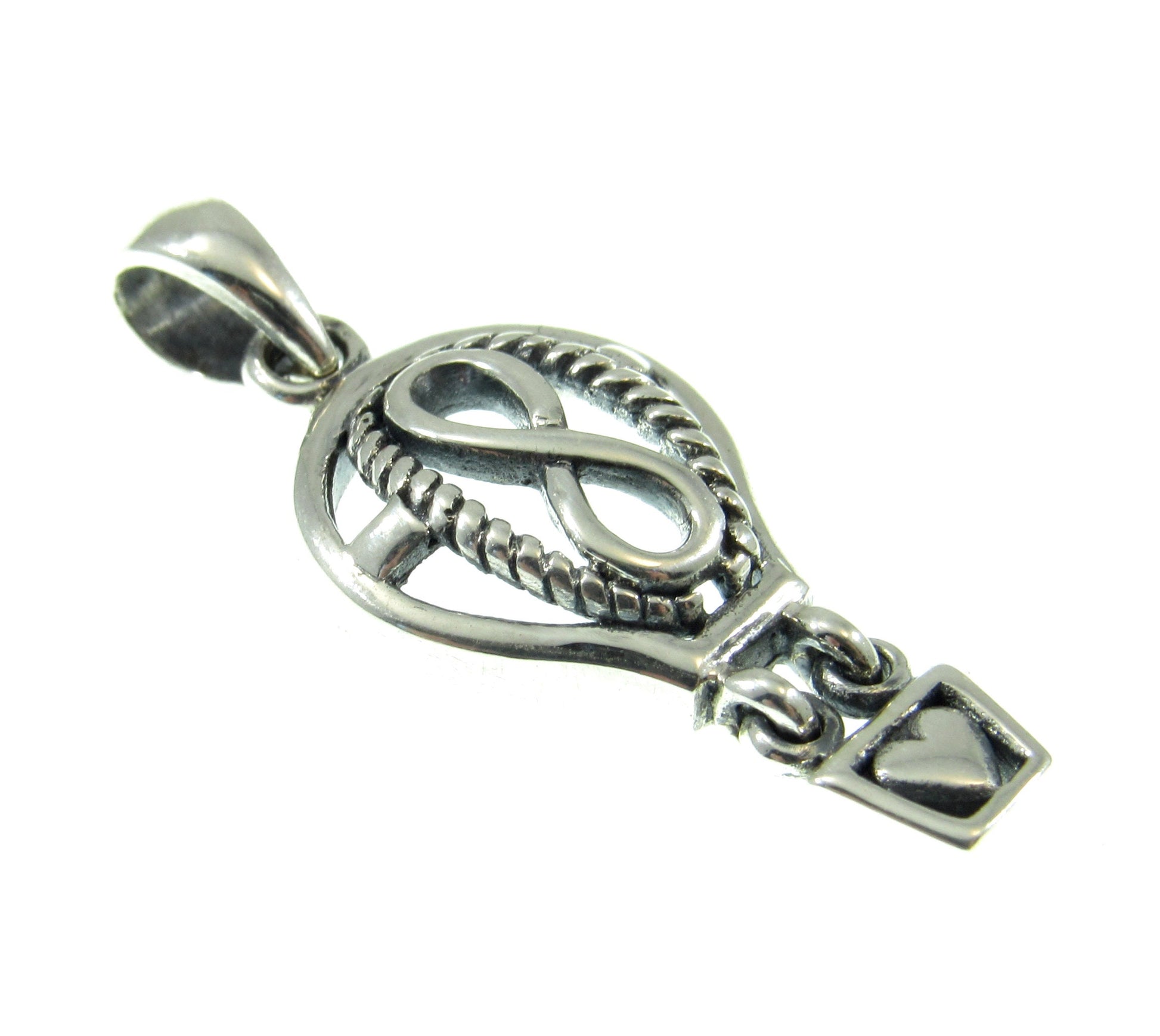 Solid 925 Sterling Silver Celtic Infinity Knot Inside Hot Air Balloon Pendant