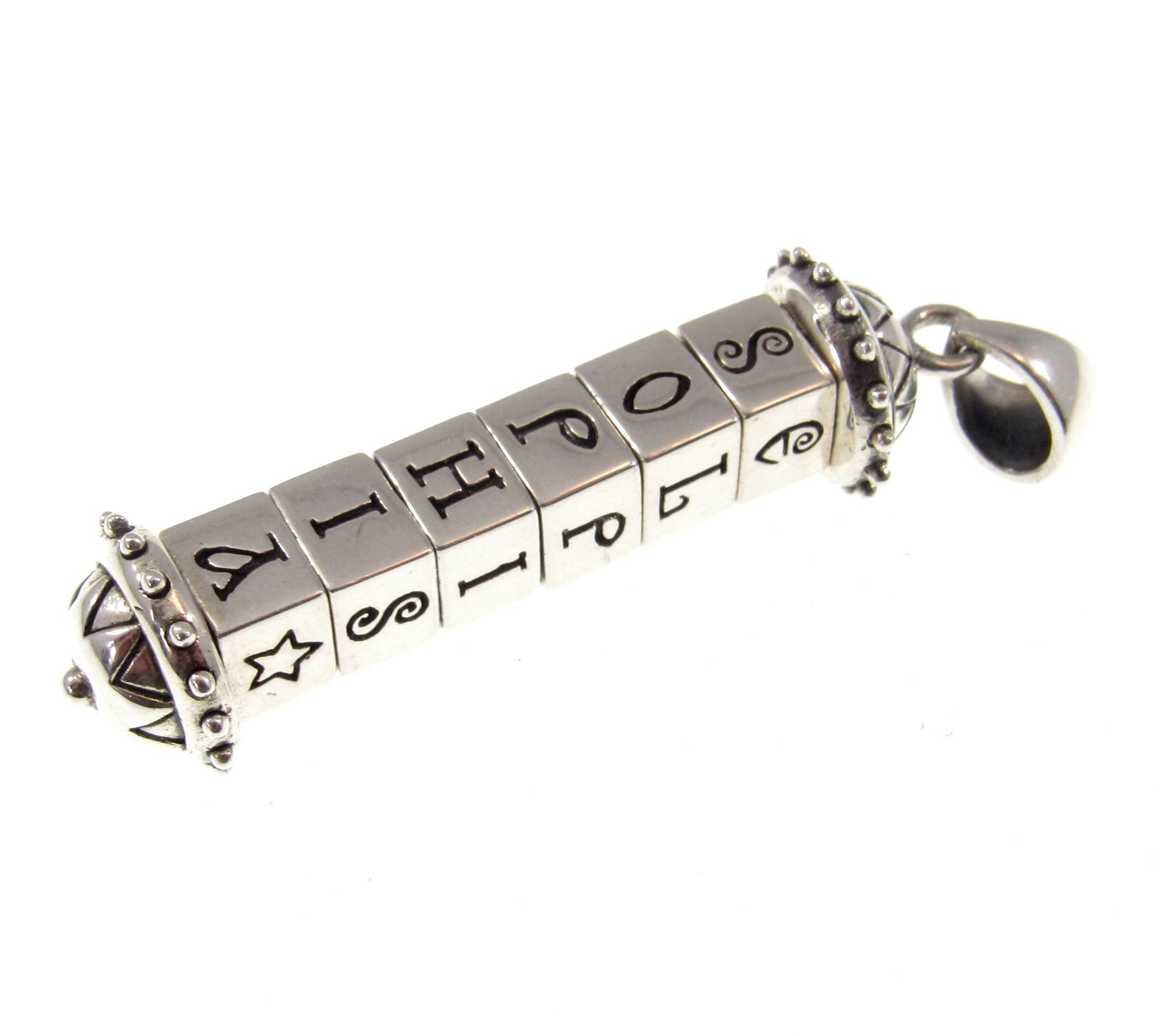 Solid 925 Sterling Silver Cryptex Secret Cylinder Pendant by Brigid Ashwood