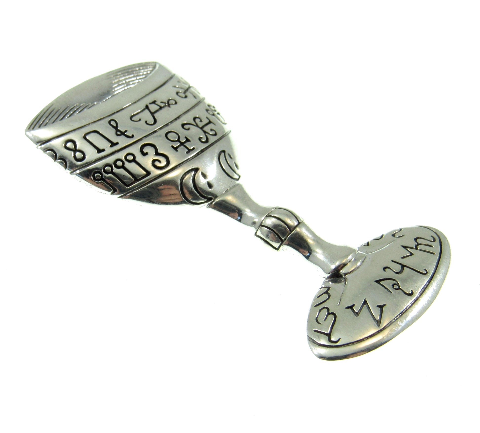Solid 925 Sterling Silver Magic Chalice Pendant, Wiccan Ritual Spell Goblet, Pagan Alter Cup, Holy Grail Jewelry, Kiddush Cup Talisman