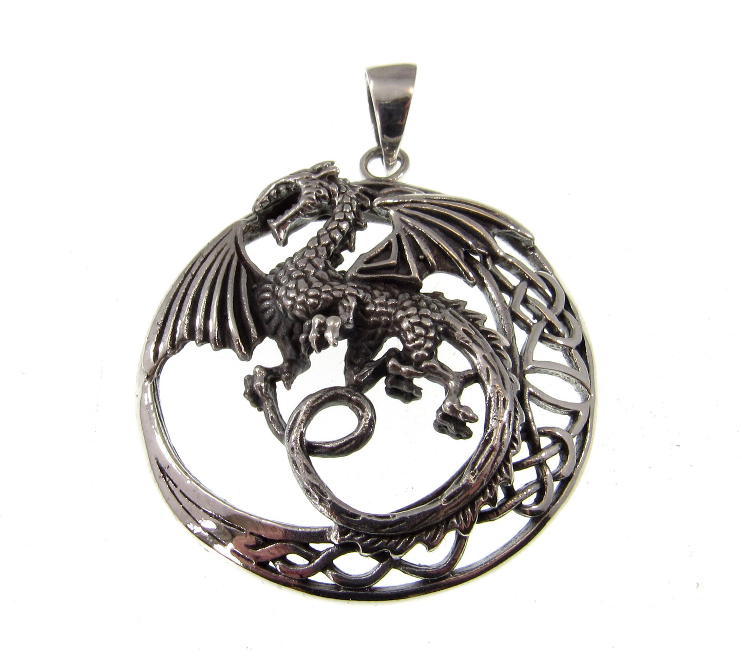 Solid 925 Sterling Silver Celtic Dragon Pendant – Mythical Viking Pendant, Medieval Fantasy Jewelry, Gothic Dragon Amulet, Norse Pagan Gift