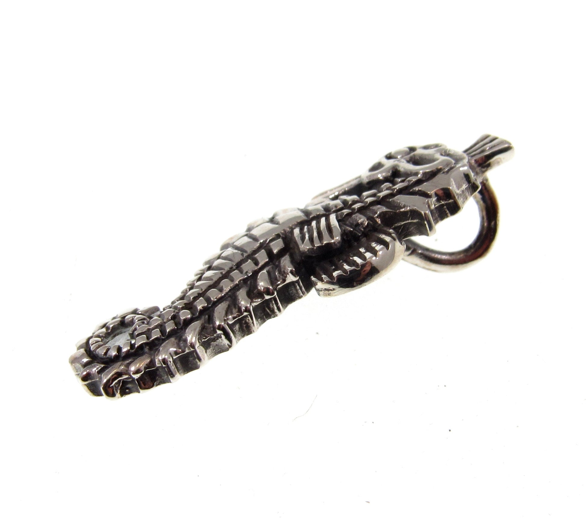 Solid 925 Sterling Silver Seahorse Slide Pendant – Nautical Ocean Jewelry, Marine Life Pendant, Beach Lover Gift, Coastal Sea Creature Charm