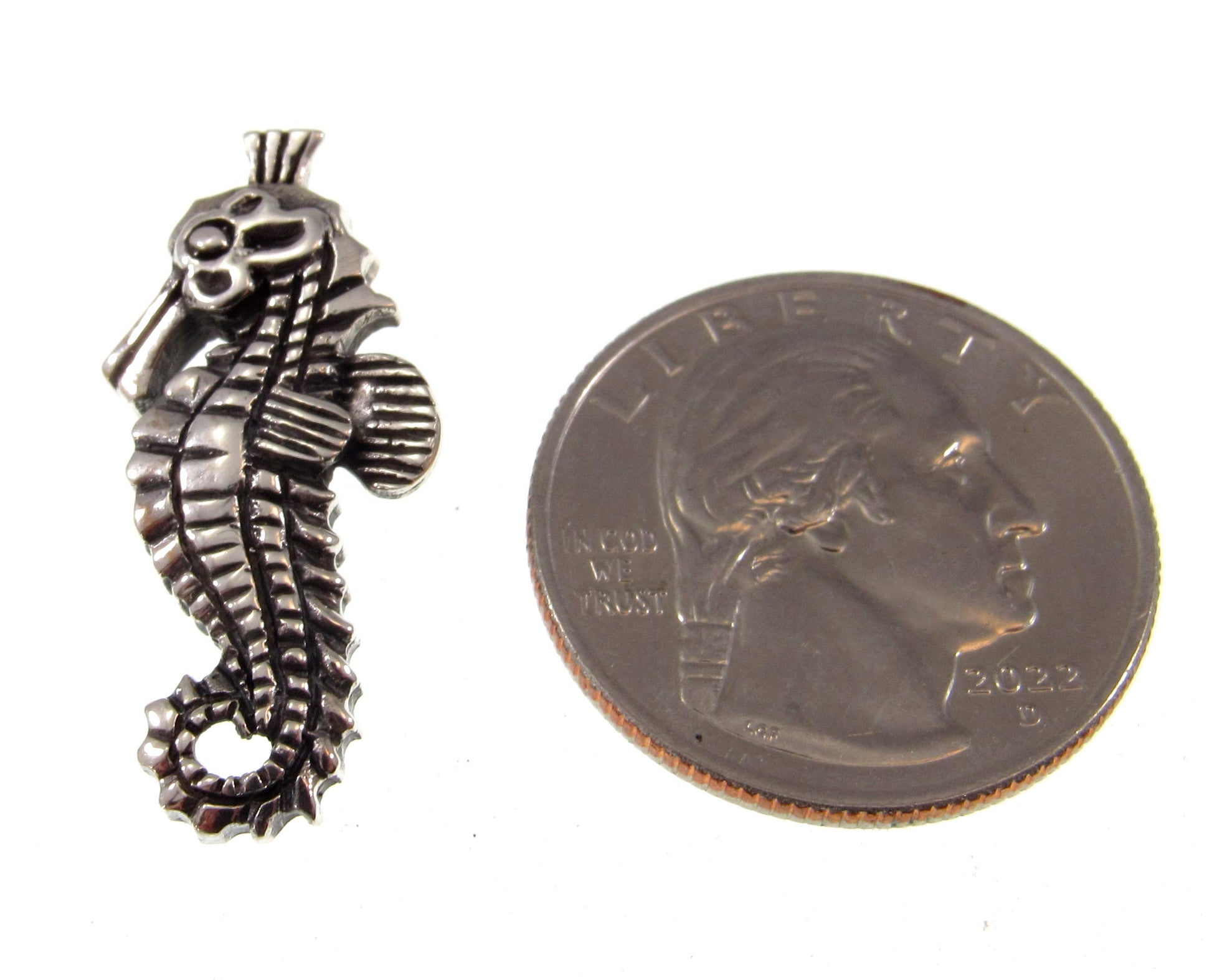 Solid 925 Sterling Silver Seahorse Slide Pendant – Nautical Ocean Jewelry, Marine Life Pendant, Beach Lover Gift, Coastal Sea Creature Charm