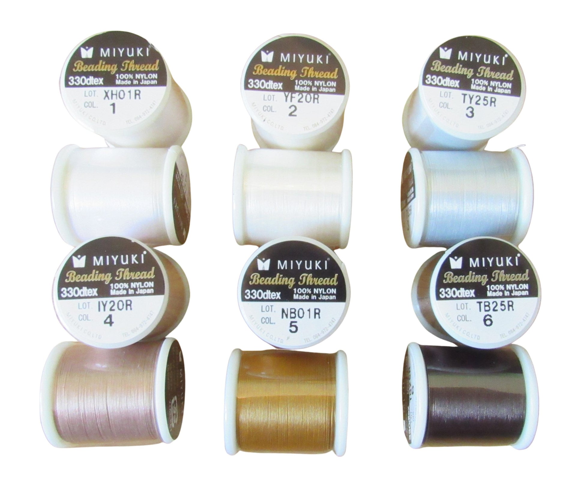 Miyuki Japanese Beading Thread Set of 24 Different Color Bobbins, 50 Meter Spools Nylon Bead Cord for Delica Bead Stringing & Jewelry Making