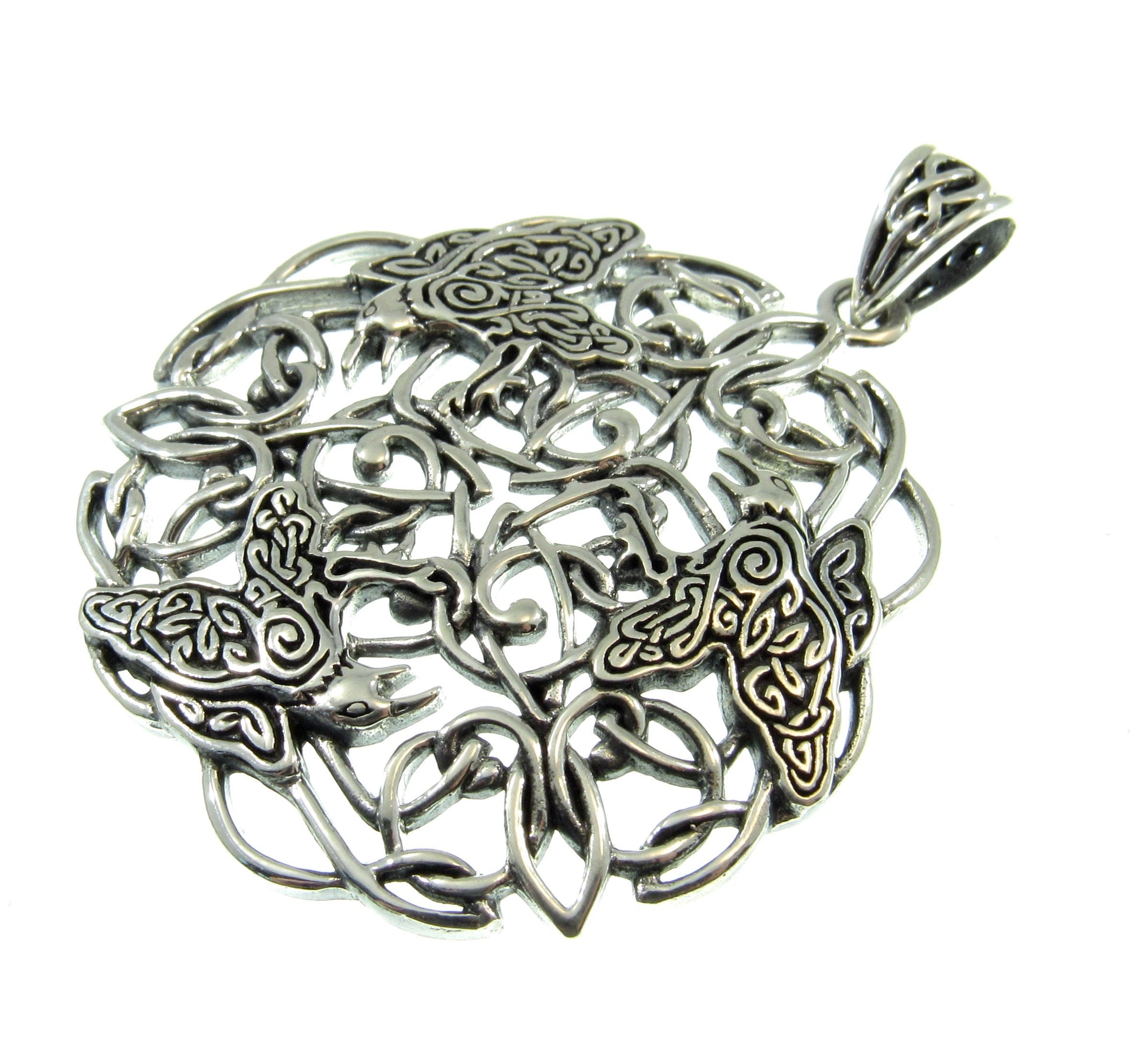 Solid 925 Sterling Silver Celtic Raven Pendant by Celebrated Fairytale Author and Artist Brigid Ashwood