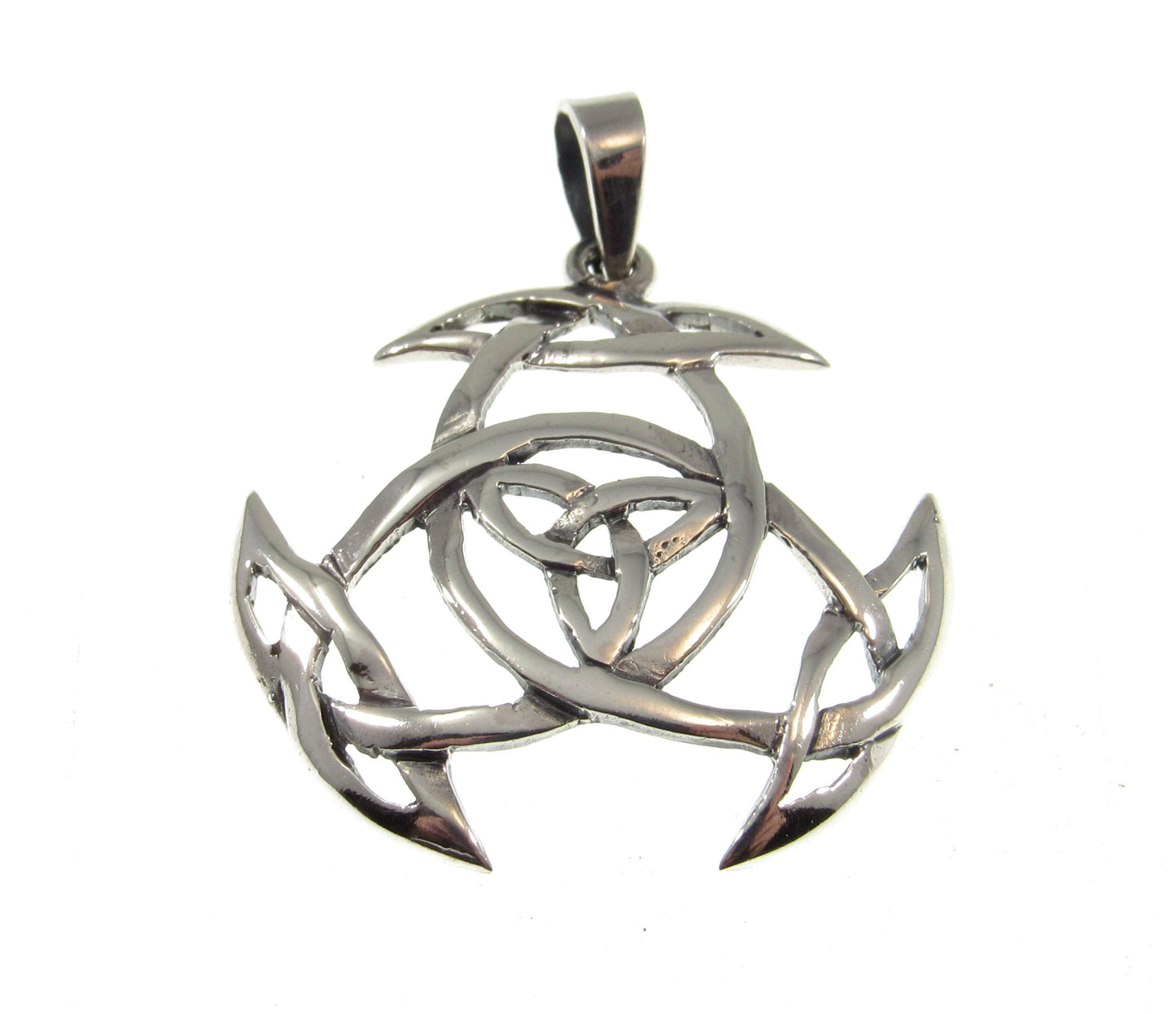 Solid 925 Sterling Silver Celtic Triquetra Knot Pendant, Handcrafted Gaelic Trinity Shield Amulet