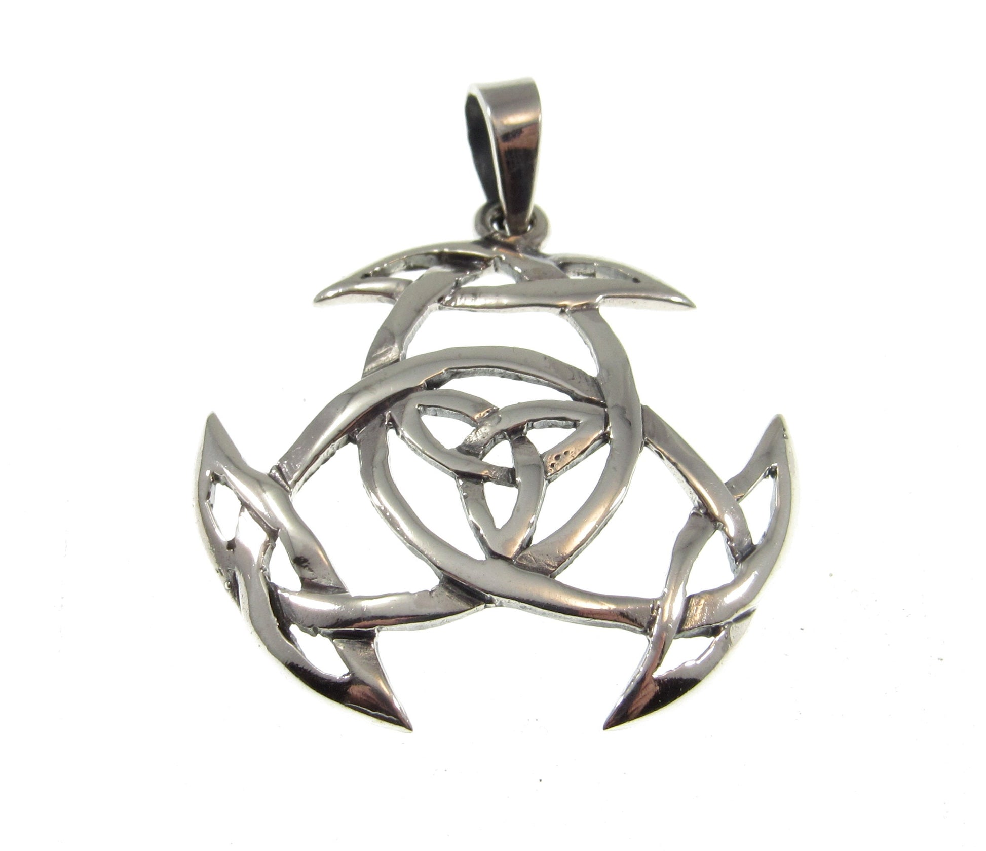 Solid 925 Sterling Silver Celtic Triquetra Knot Pendant, Handcrafted Gaelic Trinity Shield Amulet
