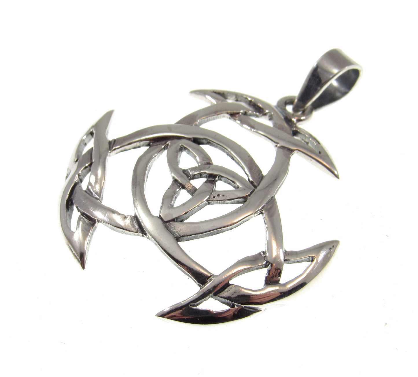 Solid 925 Sterling Silver Celtic Triquetra Knot Pendant, Handcrafted Gaelic Trinity Shield Amulet