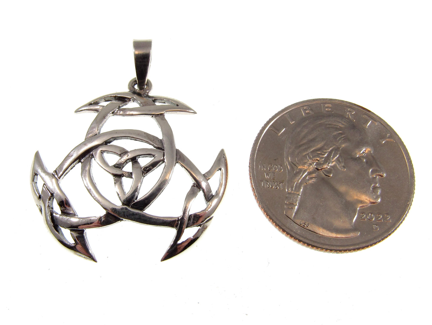 Solid 925 Sterling Silver Celtic Triquetra Knot Pendant, Handcrafted Gaelic Trinity Shield Amulet