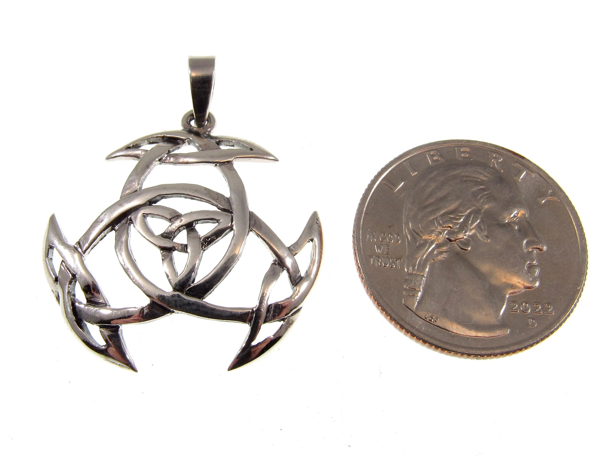 Solid 925 Sterling Silver Celtic Triquetra Knot Pendant, Handcrafted Gaelic Trinity Shield Amulet