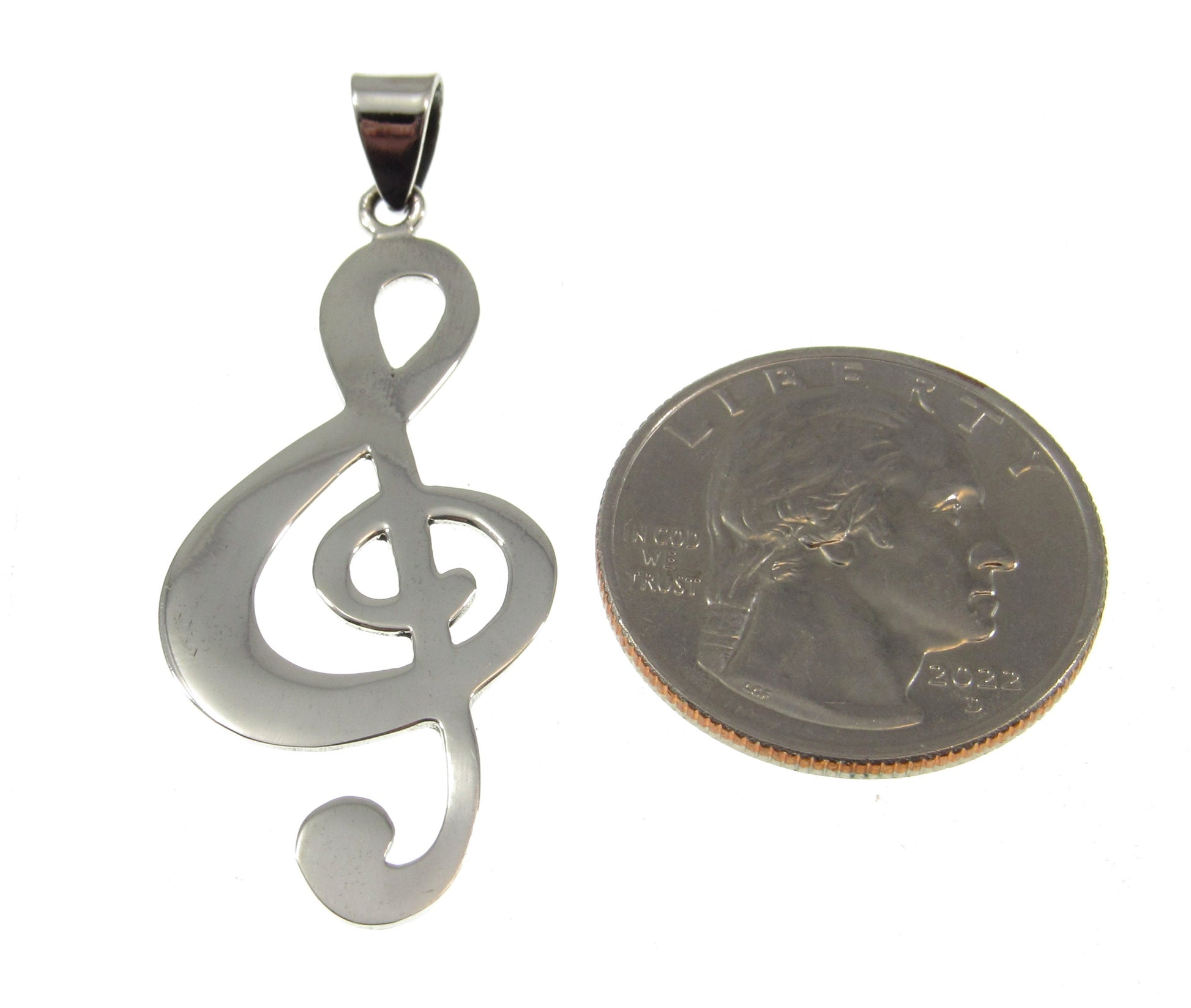 Solid 925 Sterling Silver Treble Clef Pendant, Handcrafted French Violon G Clef Musical Jewelry, Music Note Necklace Charm