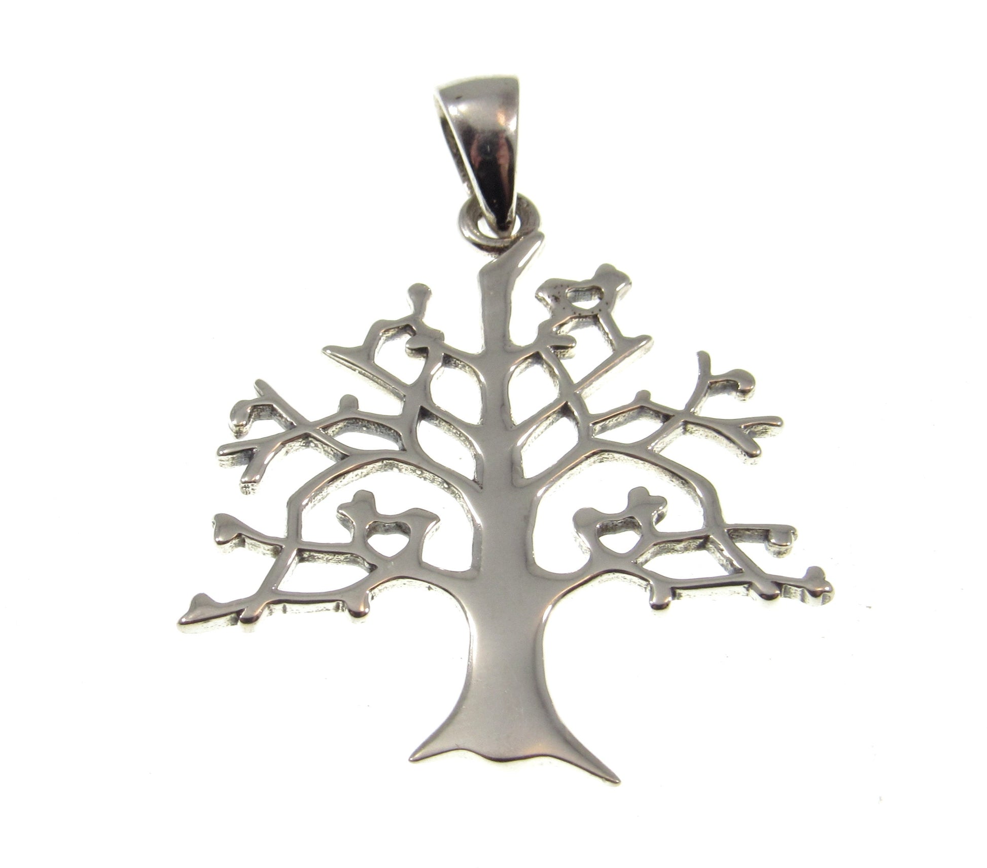 Solid 925 Sterling Silver Cut Out Carved Out Celtic Tree of Life Yggdrasil Pendant
