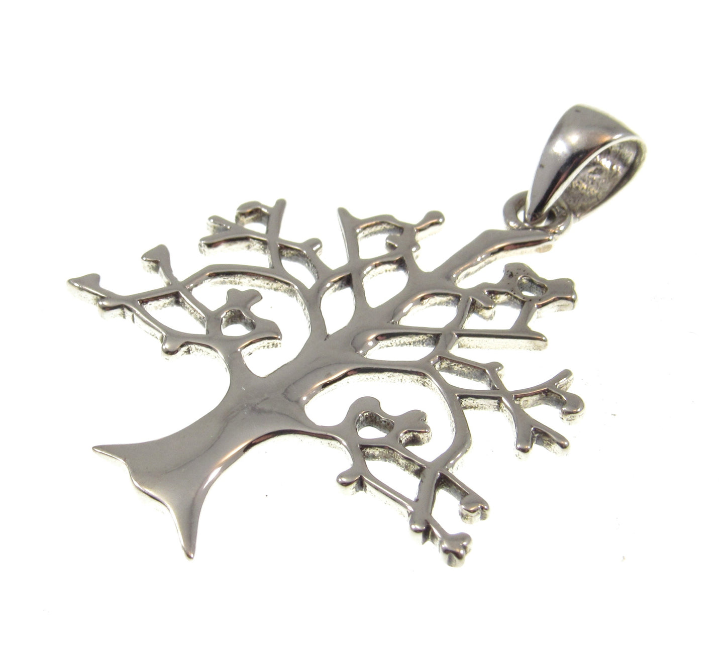 Solid 925 Sterling Silver Cut Out Carved Out Celtic Tree of Life Yggdrasil Pendant