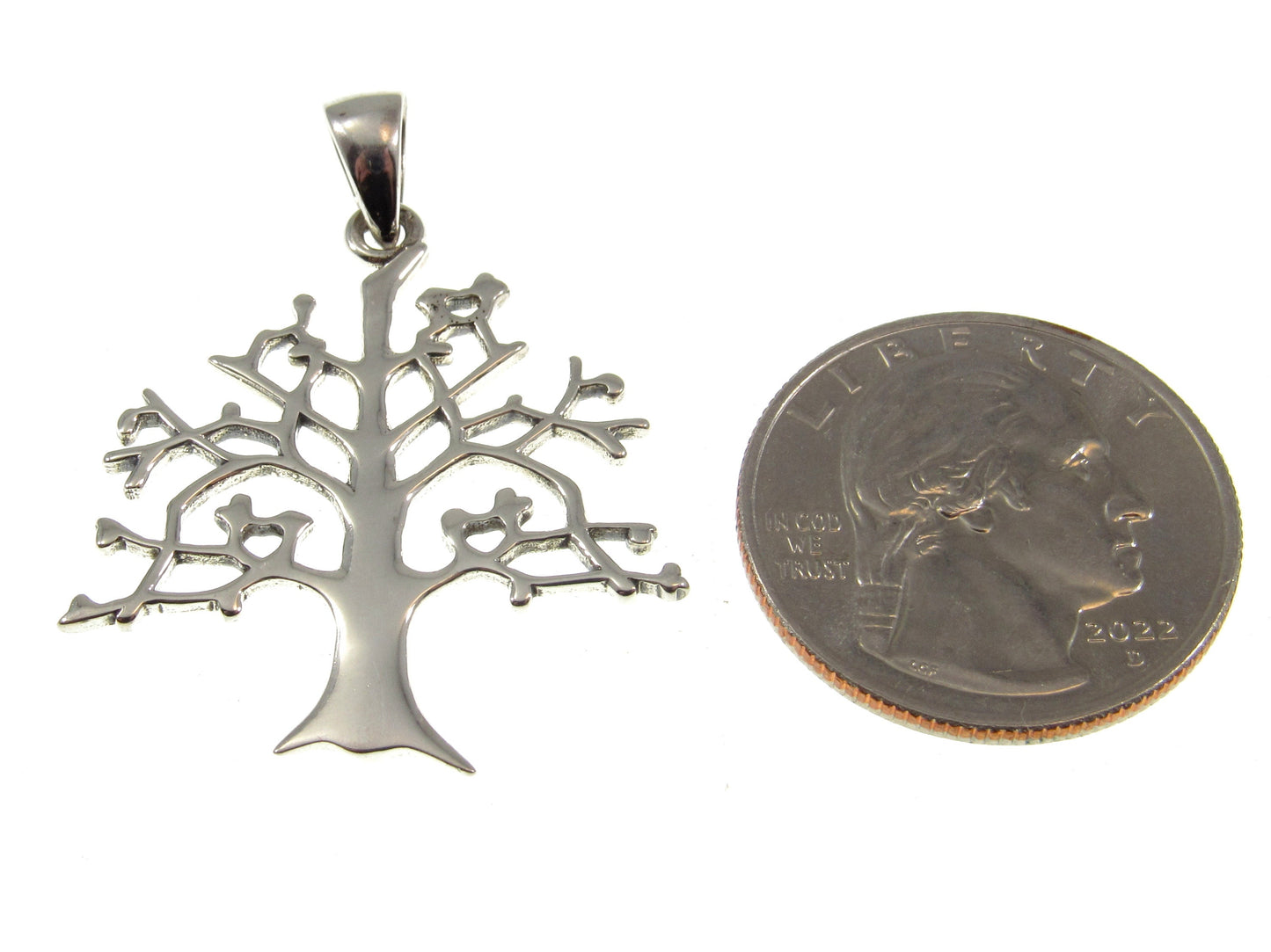 Solid 925 Sterling Silver Cut Out Carved Out Celtic Tree of Life Yggdrasil Pendant