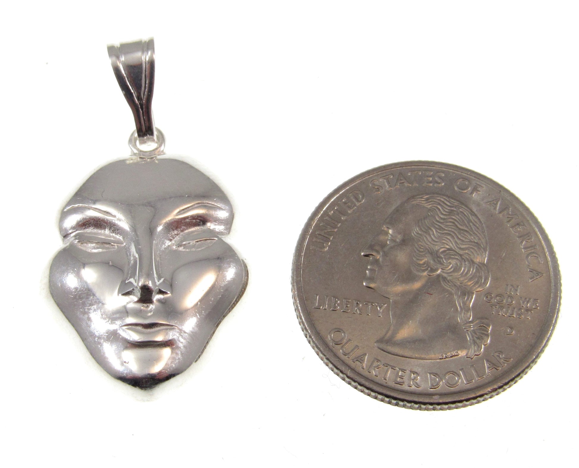 Solid 925 Sterling Silver Face Pendant – Surrealist Mask Necklace Charm, Abstract Human Face Jewelry, Masquerade Mask, Unique Statement