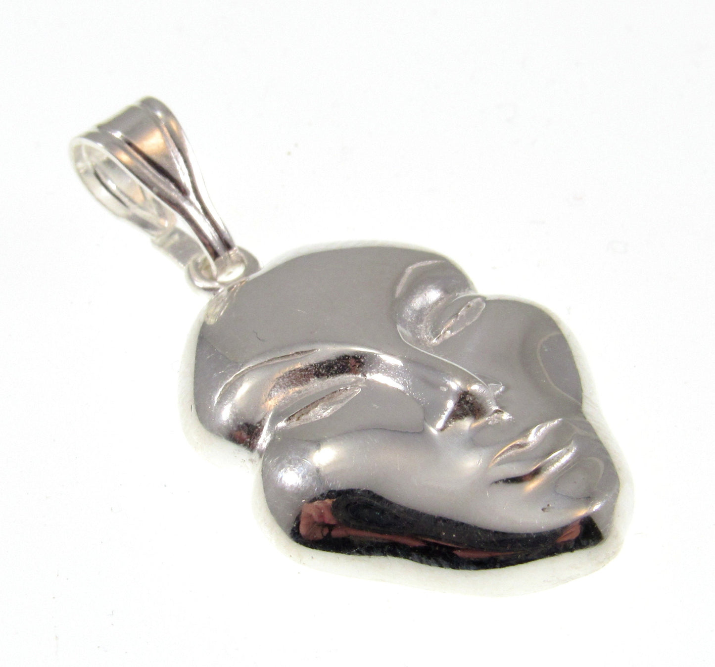 Solid 925 Sterling Silver Face Pendant – Surrealist Mask Necklace Charm, Abstract Human Face Jewelry, Masquerade Mask, Unique Statement